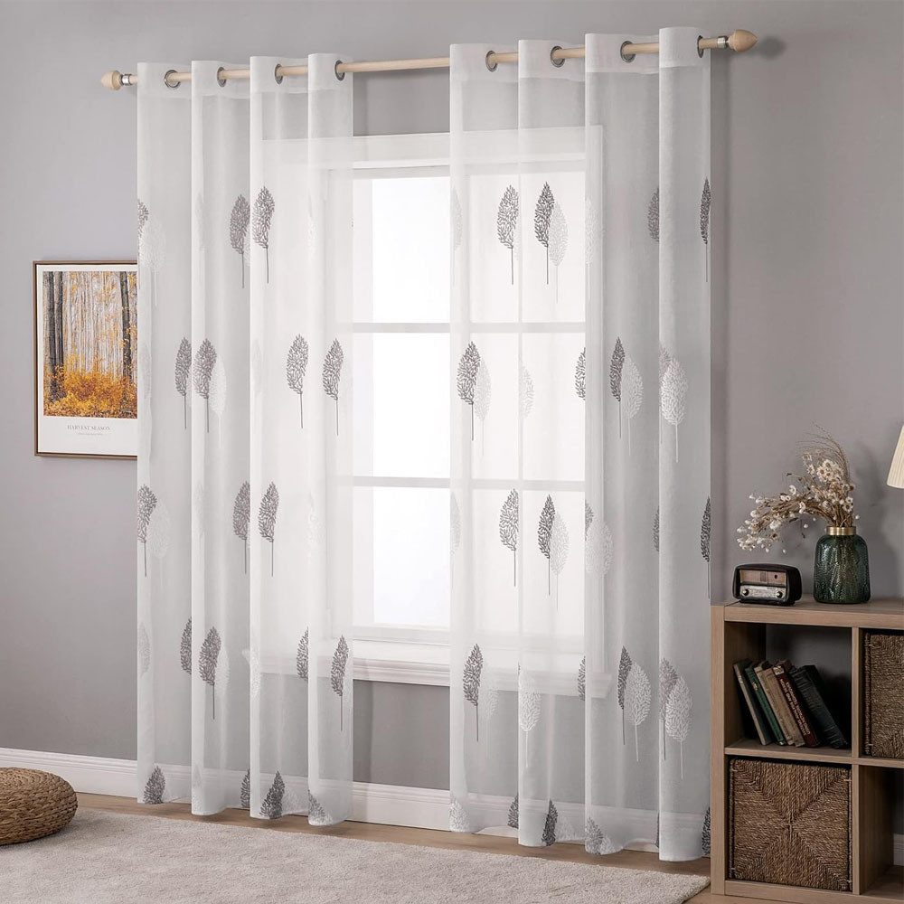 NUODWELL Gardine 2er Set Wohnzimmer Vorhänge, günstig online kaufen