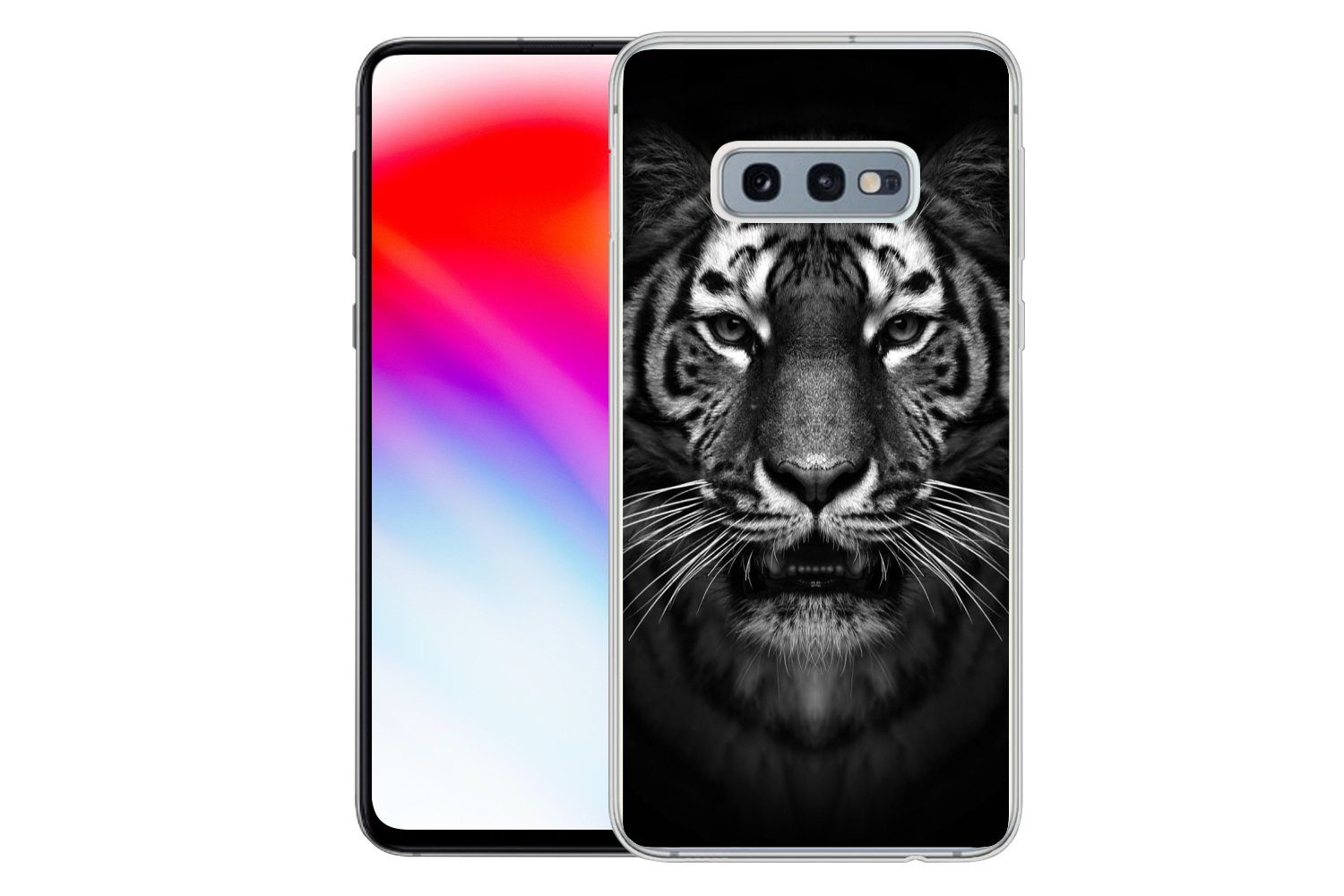 MuchoWow Handyhülle für Samsung Galaxy S10e Tiger - Tiere - Schwarz - Weiß - Porträt - Wil, Phone Case, Silikon, Schutzhülle Dünn