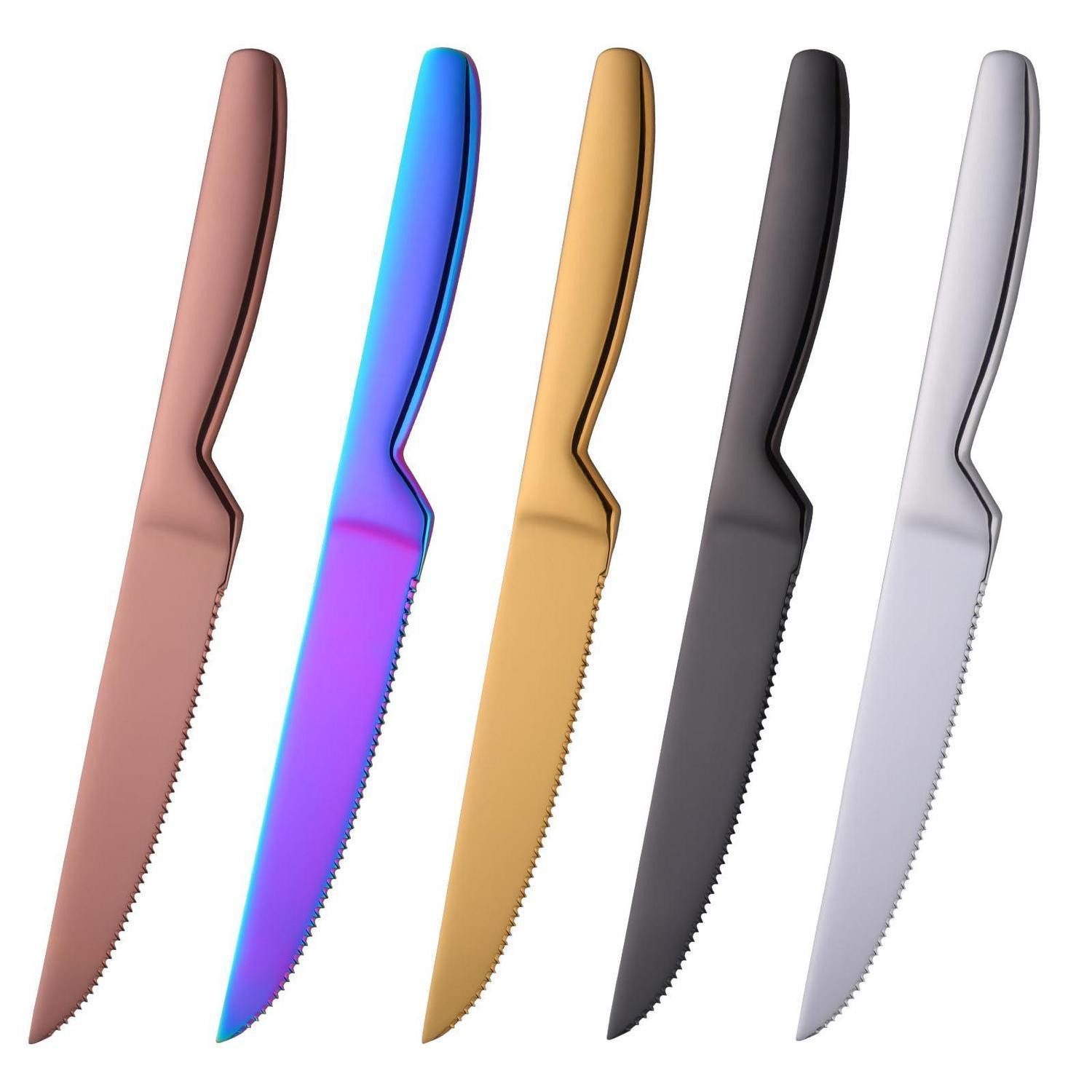LuxusKollektion Steakmesser Steakmesser-Set 5tlg. Edelstahl gezahnt Ergonomisch