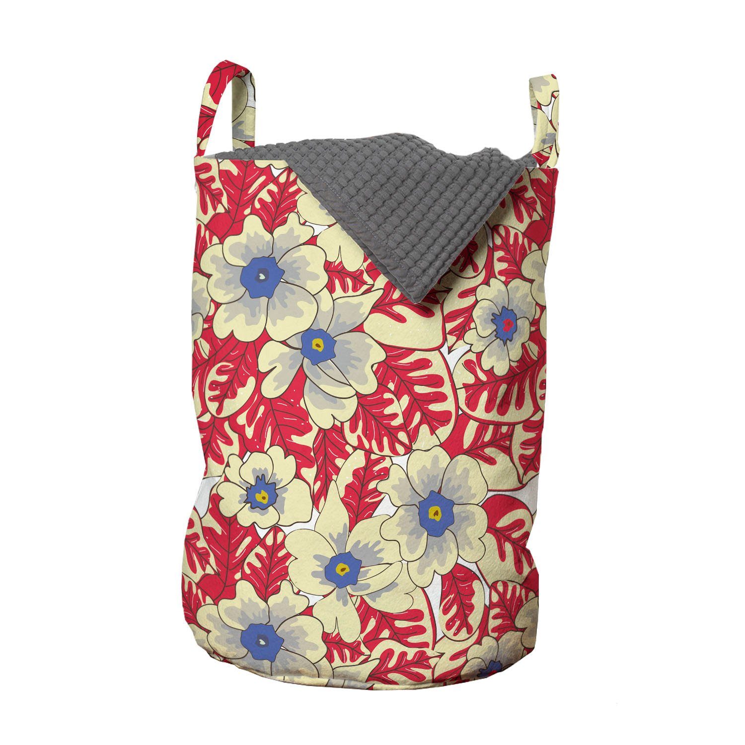 Abakuhaus Wäschesäckchen Wäschekorb mit Griffen Waschsalons, Frühlings-Blumen Blatt und gefärbtes Kordelzugverschluss für Blumen