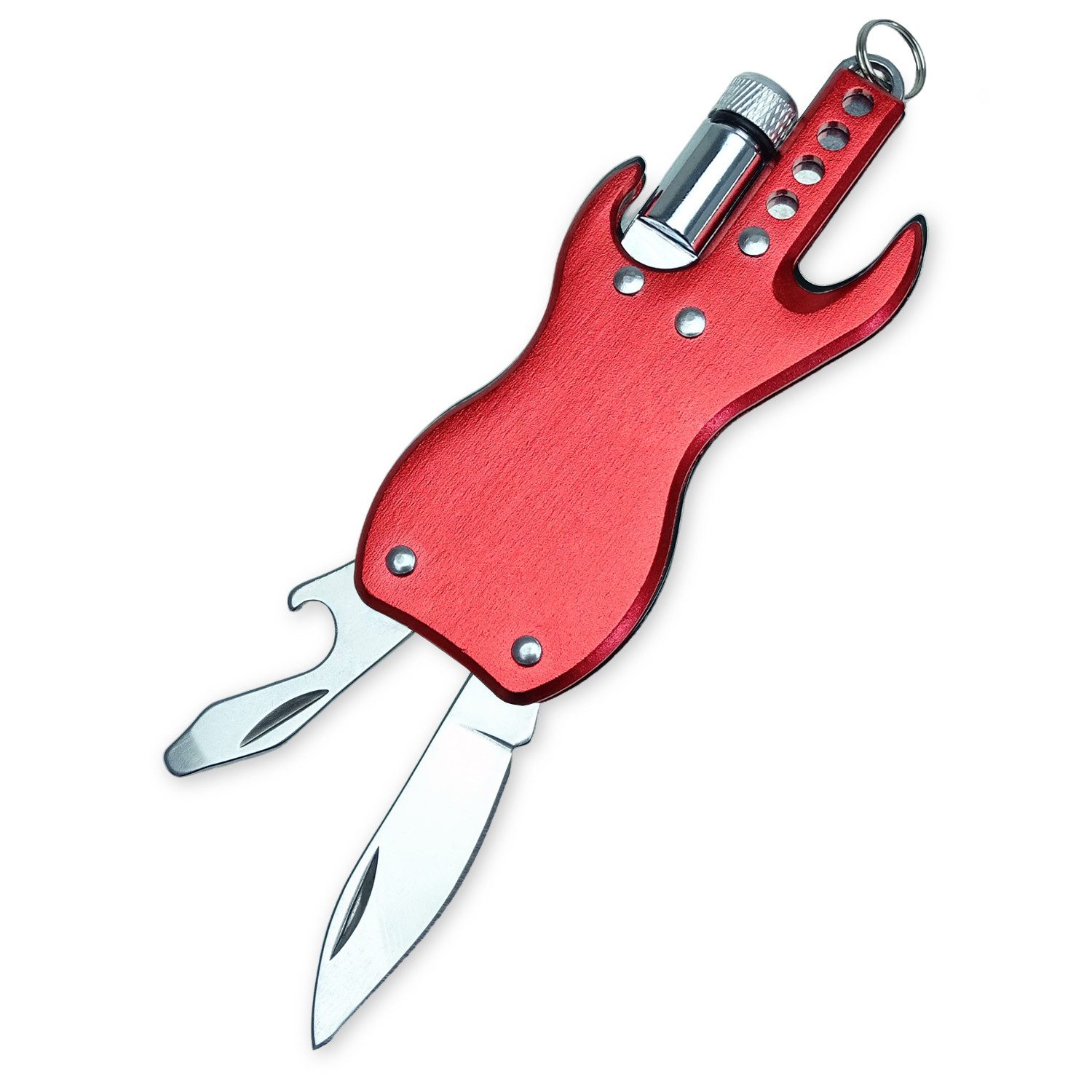 E-Gitarre keepdrum Schlüsselanhänger KDMT-RD Multitool Gitarre rot