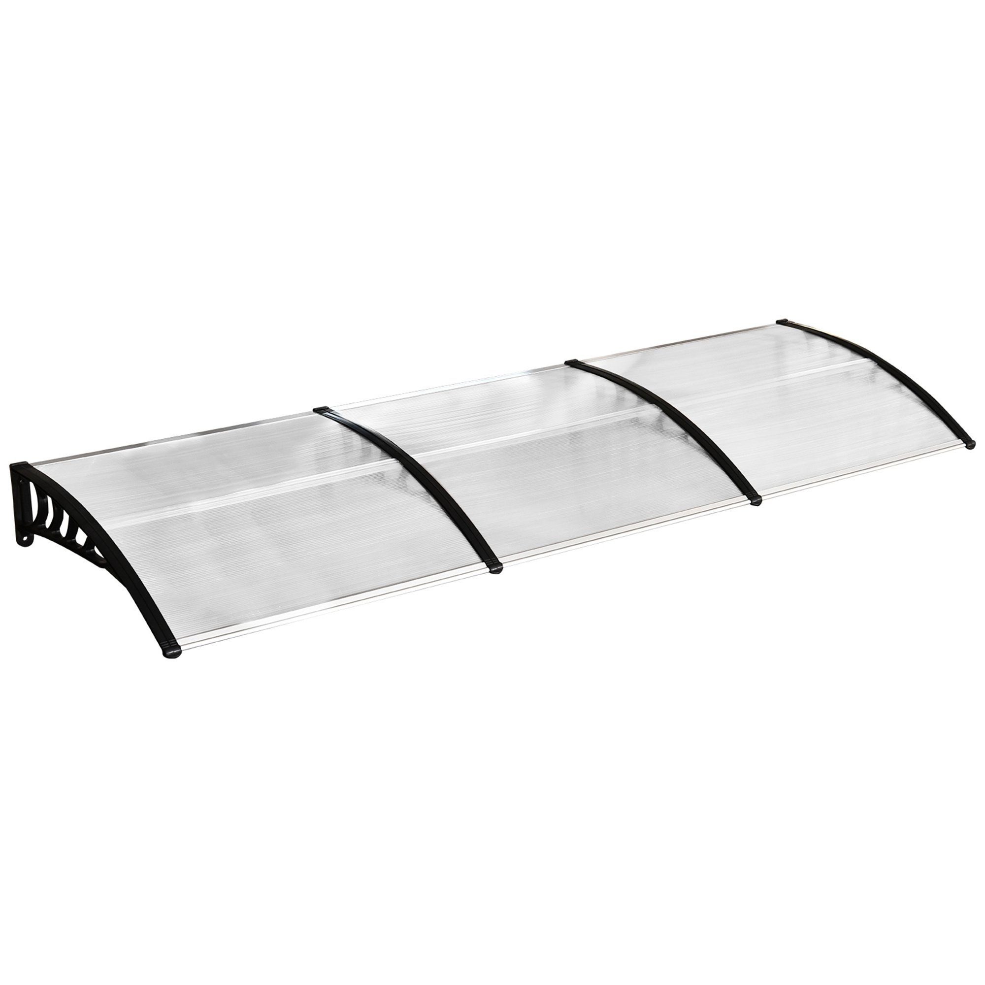 Outsunny Pultvordach Vordach für Haustür Überdachung 90 x 295 cm (Pultbogenvordach mit UV-Schutz, 1 St., Haustürdach Sonnenschutz aus Polycarbonat), Regenschutz für Outdoor, Weiß