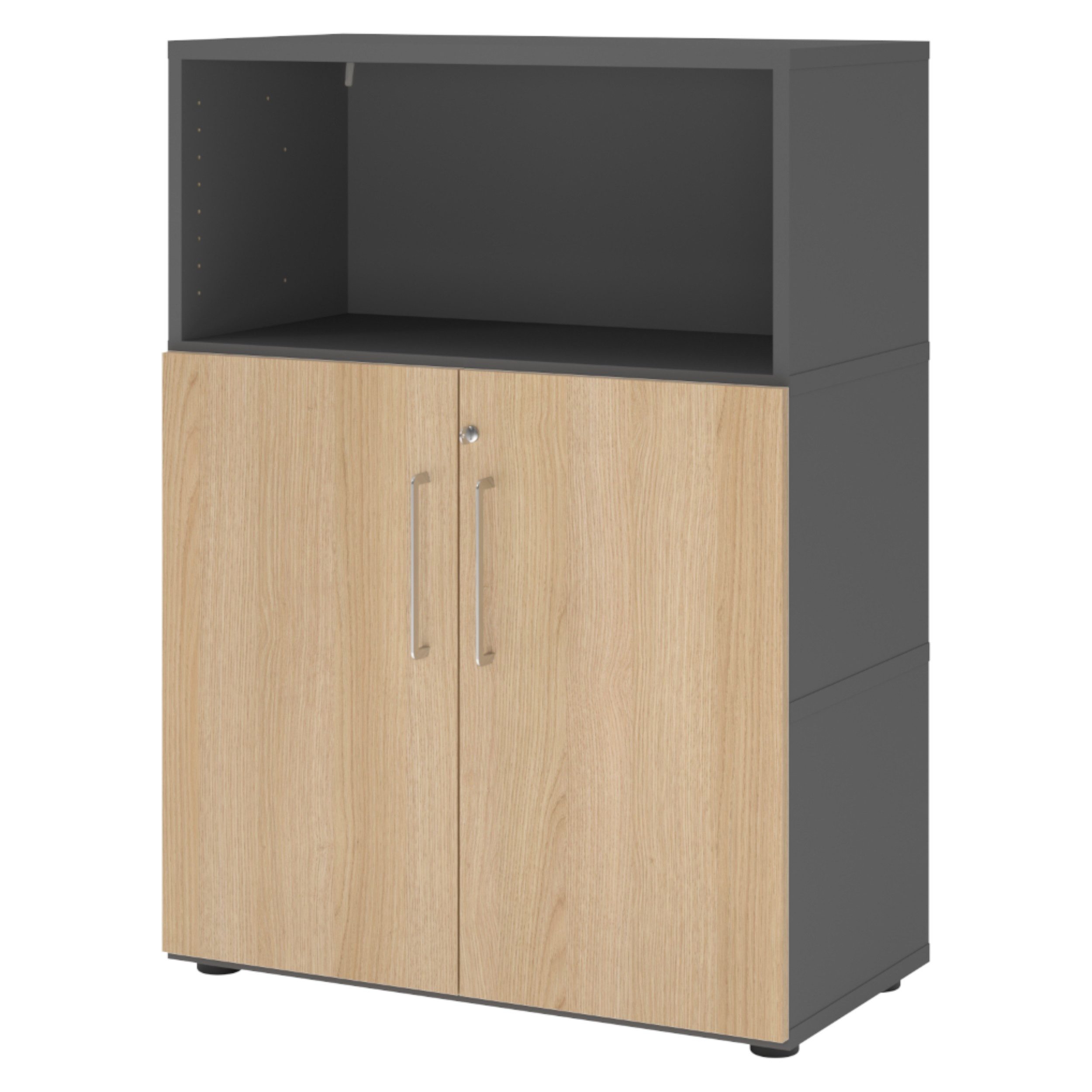 bümö Aktenschrank flexi Schrank Dekor: Graphit/Eiche günstig online kaufen