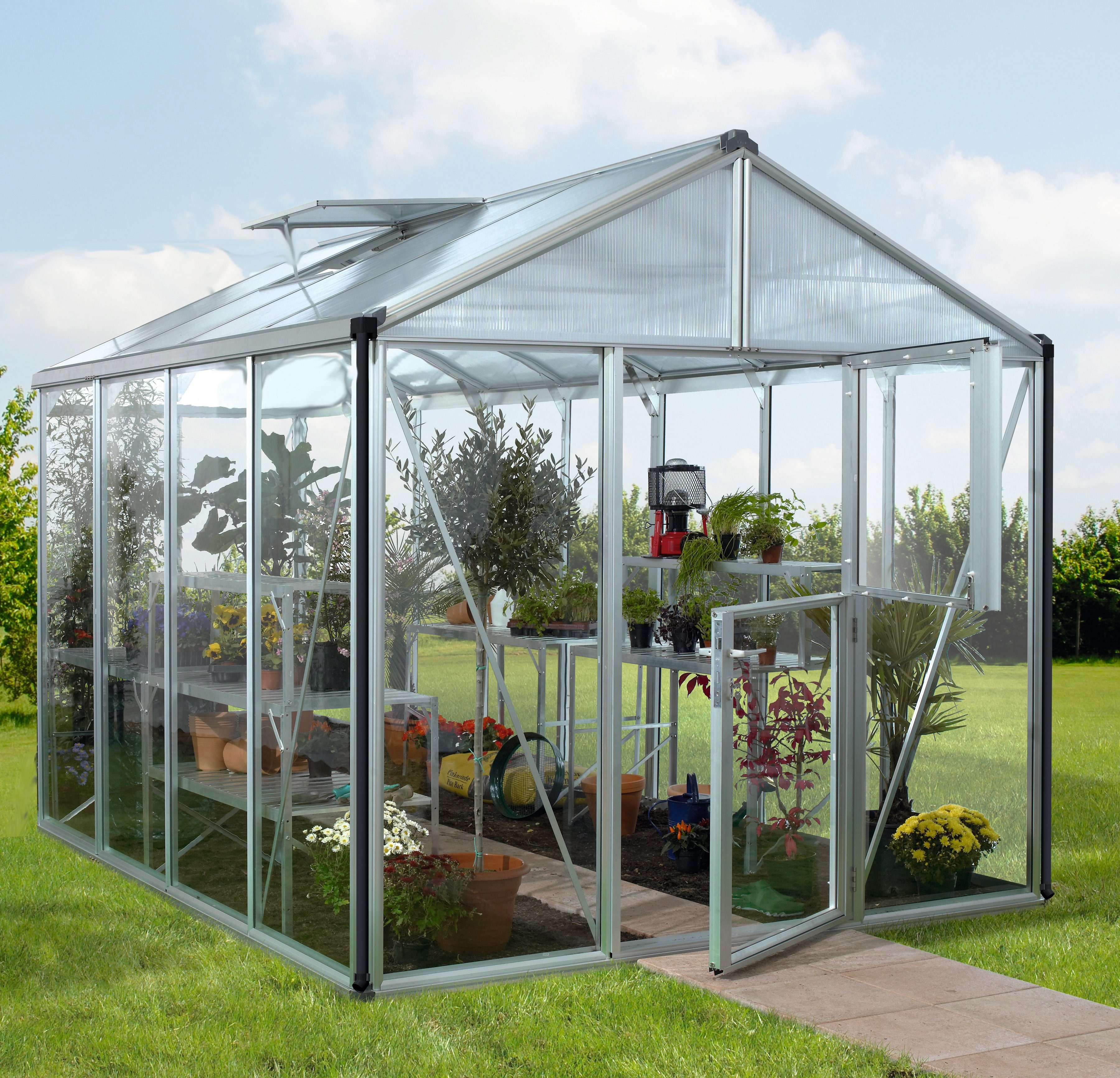 Vitavia Gewächshaus Zeus 8100, BxTxH: 266 x 324 x 250 cm, 3 mm Wandstärke silberfarben
