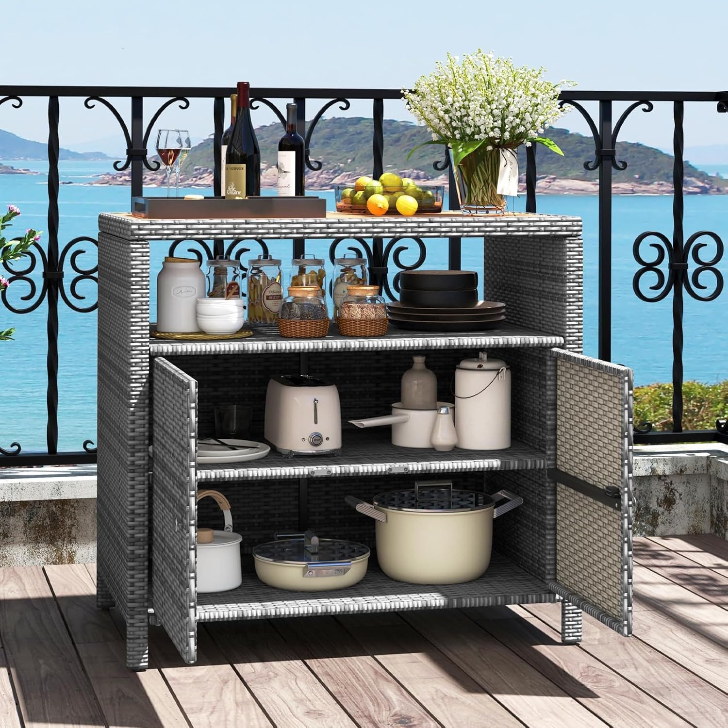 KOMFOTTEU Garten-Geräteschrank, Aufbewahrungsschrank mit Doppeltür, 90x53x6 günstig online kaufen
