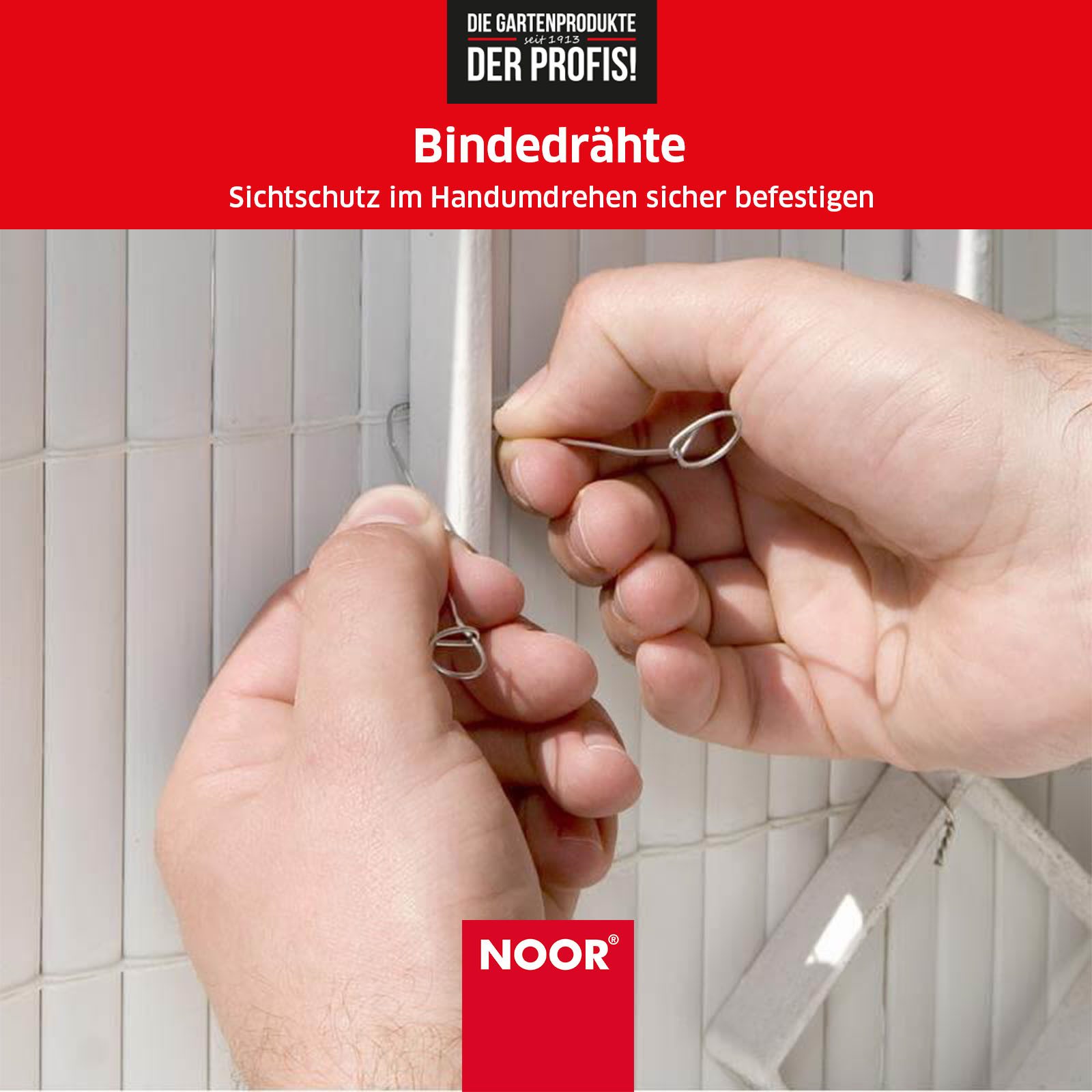 NOOR Bindedraht Draht-Befestigung von Sichtschutz & Zäunen - Verschluss für Säcke, (100St), je 18 cm - ⌀ 1 mm- flexibel & wetterfest - verschiedene Ausführungen