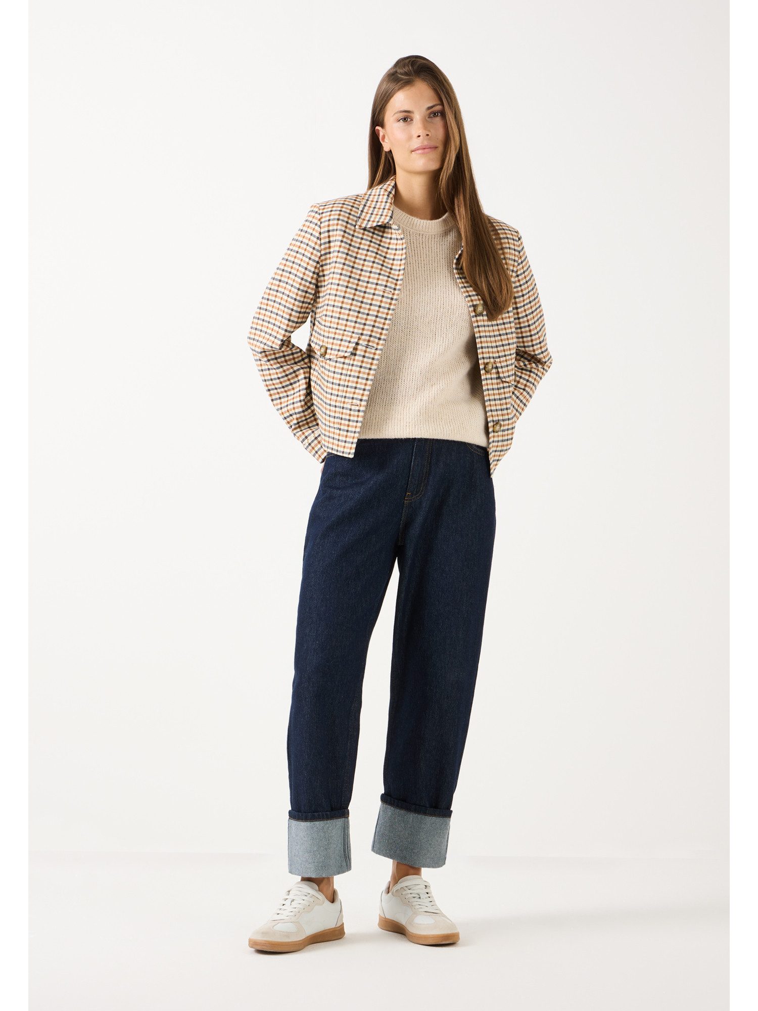 MORE&MORE Kurzblazer karierter Kurzblazer, Retro-Look