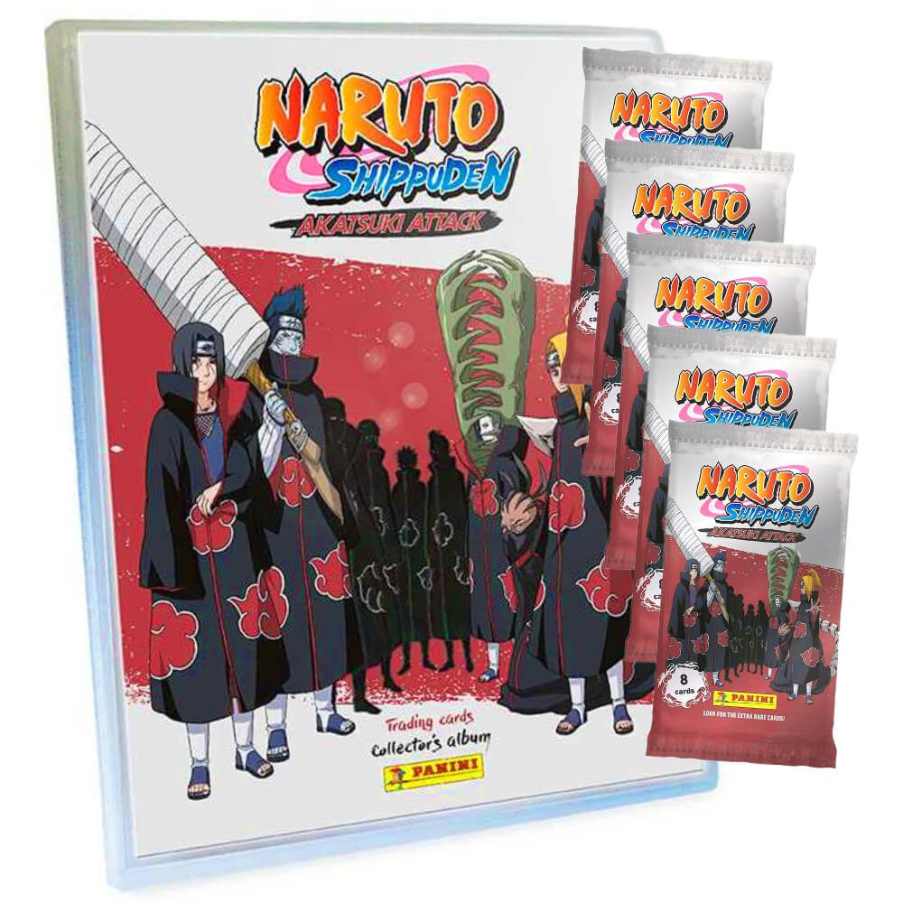Panini Sammelkarte Naruto Shippuden Karten - Akatsuki Attack Trading Cards (2024), Naruto Shippuden Karten - Sammelkarten - 1 Mappe + 5 Booster