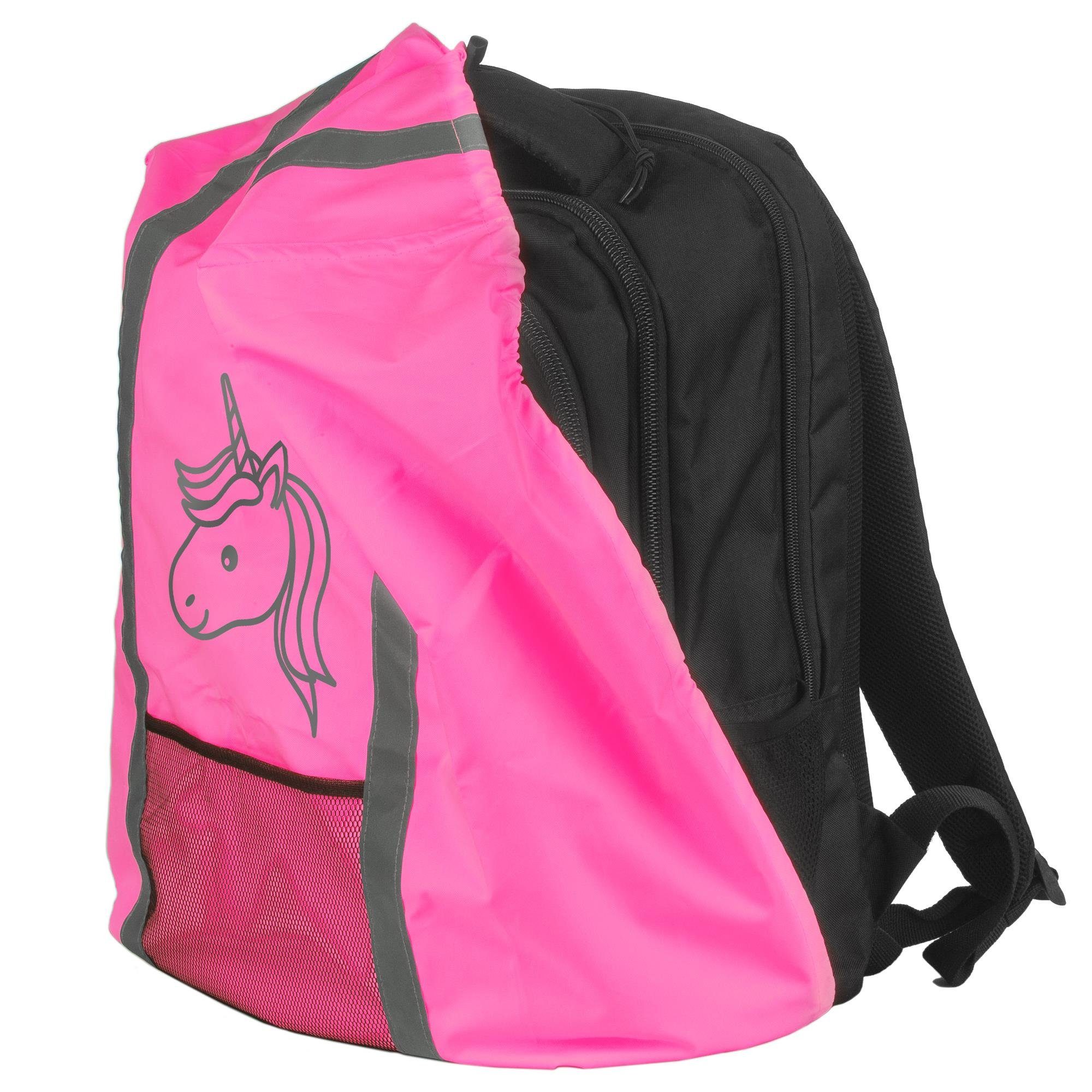 EAZY CASE Rucksack-Regenschutz Reflektor-Überzug Schutzhülle Einhorn, Reflektierender Regenüberzug Rucksäcke wasserabweisend Einhorn Pink