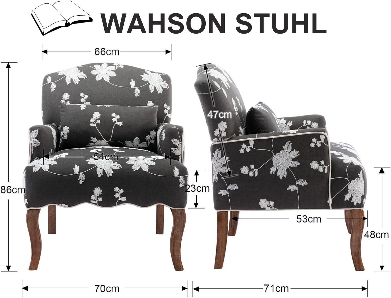 WAHSON OFFICE CHAIRS Sessel aus Leinen Retro Polstersessel mit Massivholzbe günstig online kaufen
