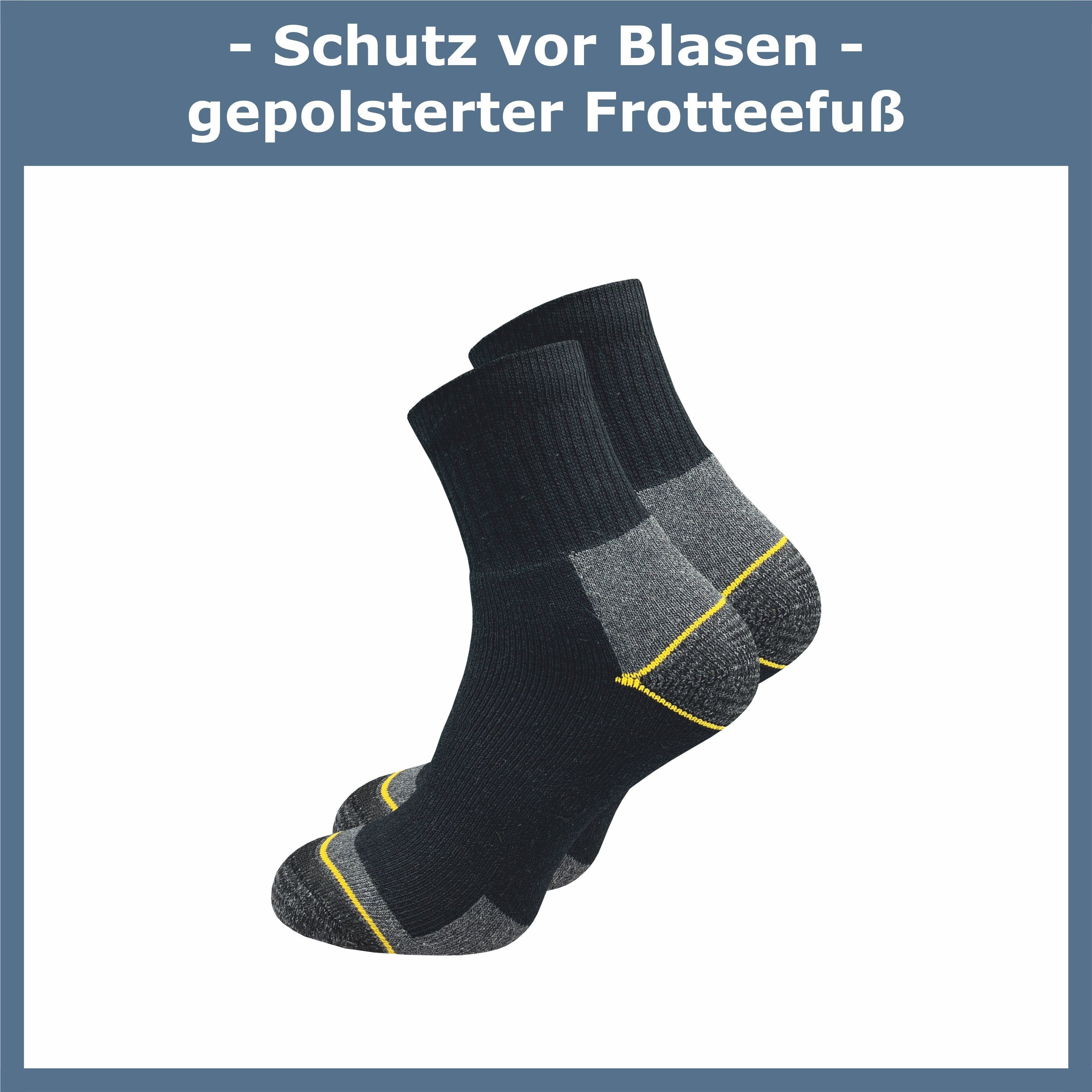 GAWILO Arbeitssocken - Quarter - für Herren mit atmungsaktiver Baumwolle gegen Schweißfüße (6 Paar) Ideal für Sicherheitsschuhe oder Arbeitsschuhe, länger als ein Sneaker