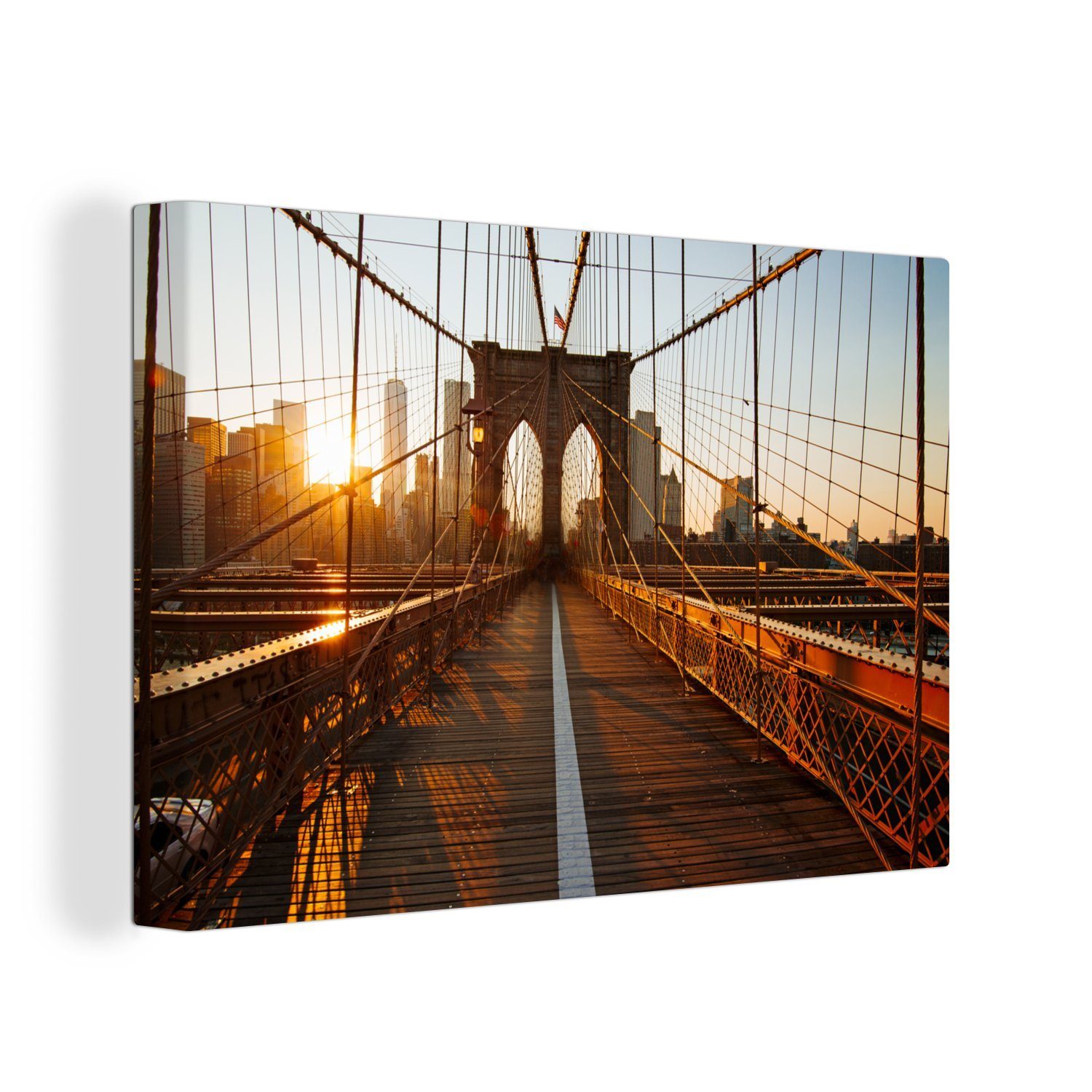 OneMillionCanvasses® Leinwandbild Brooklyn Bridge in New York bei Sonnenunt günstig online kaufen