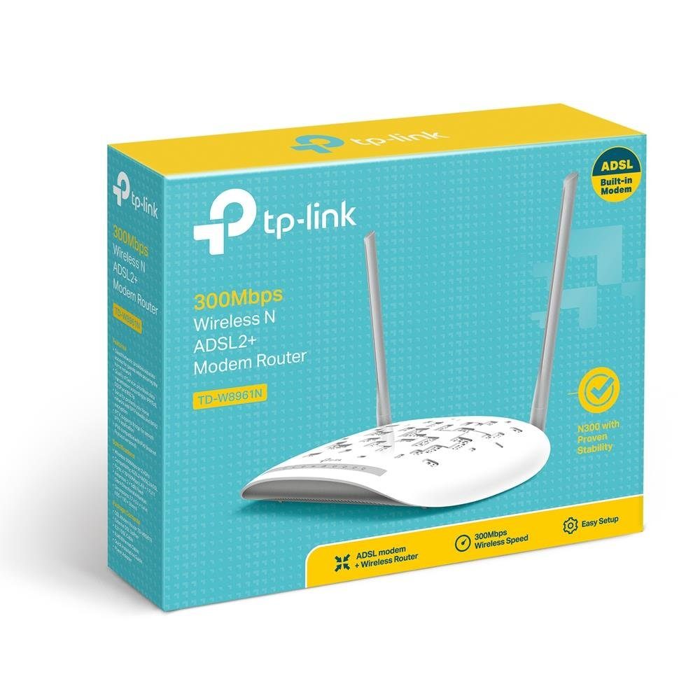 LAN WLAN-Router, ports, Wireless Annex TP-Link 4 300Mbps Ethernet, weiß/grau TD-W8961N ADSL2+ A, Router, Modem N Tabletop-Router, ADSL2+ FE