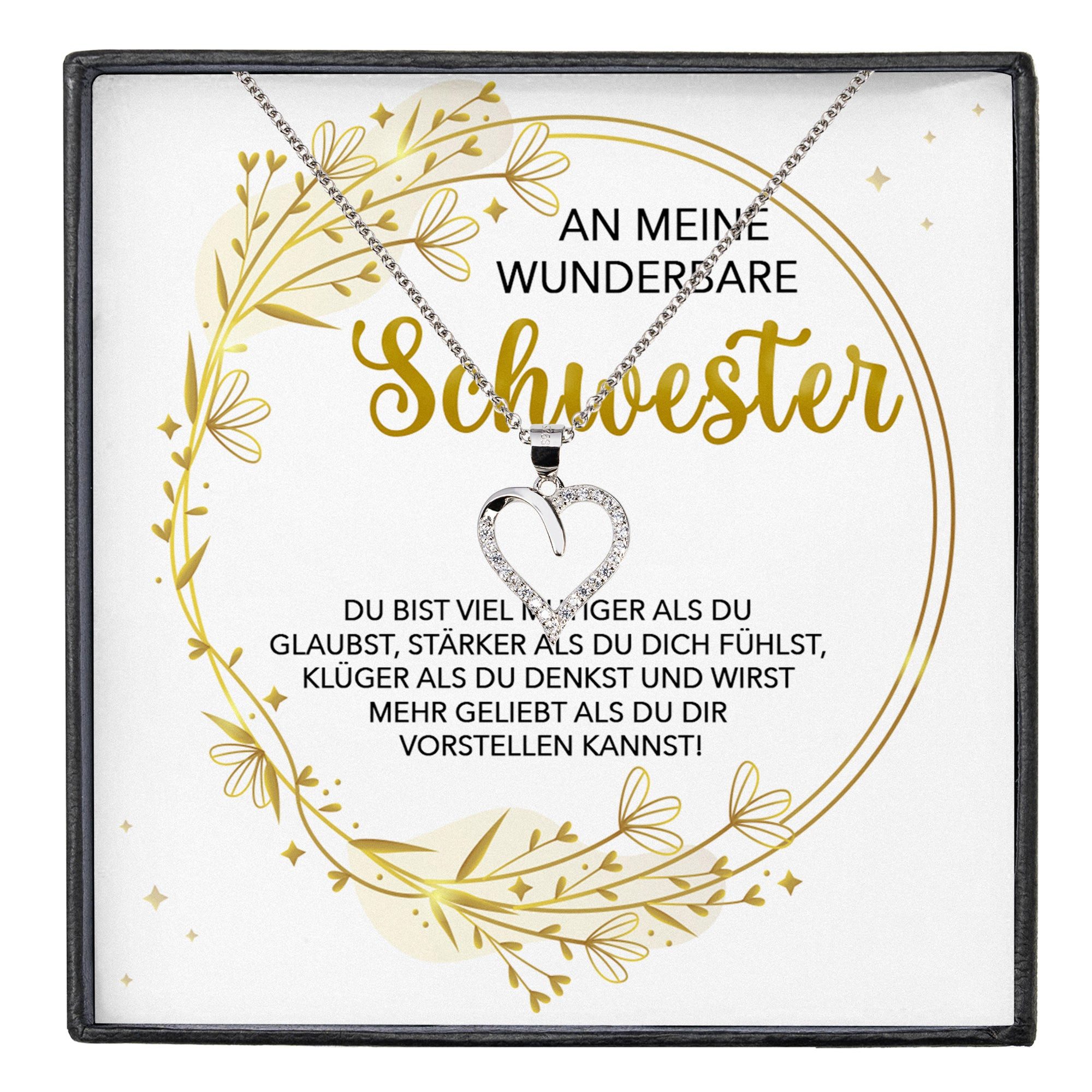 Schmuckset An Meine Schwester Geschenk Frauen Mädchen Herz Halskette Geschwister