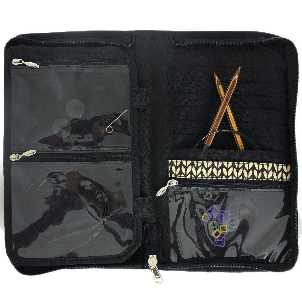 LANA GROSSA Stricknadeln Multifunktion Nadeltasche für Stricknadeln und Häkelnadeln, Multifunktion Nadeltasche, Reißverschluss, elastische Halterungen, Stoff, 3 Innenfächer