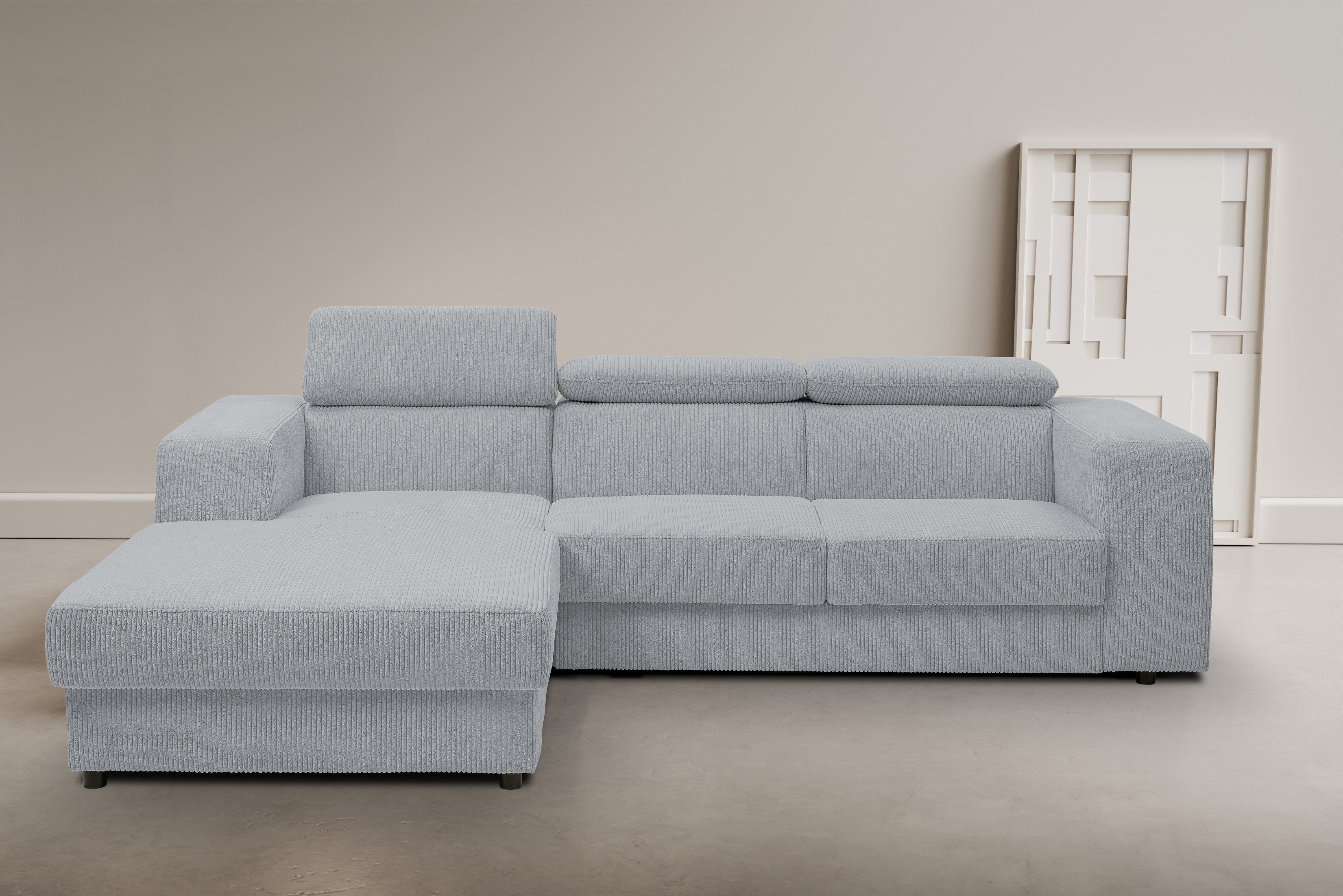 WERK2 Ecksofa Cherry, modernes Sofa mit Komfortfunktionen, Breite 270cm, L-Form, bequem, mit verstellbaren Kopfteilen, Schlaffunktion und Bettkasten