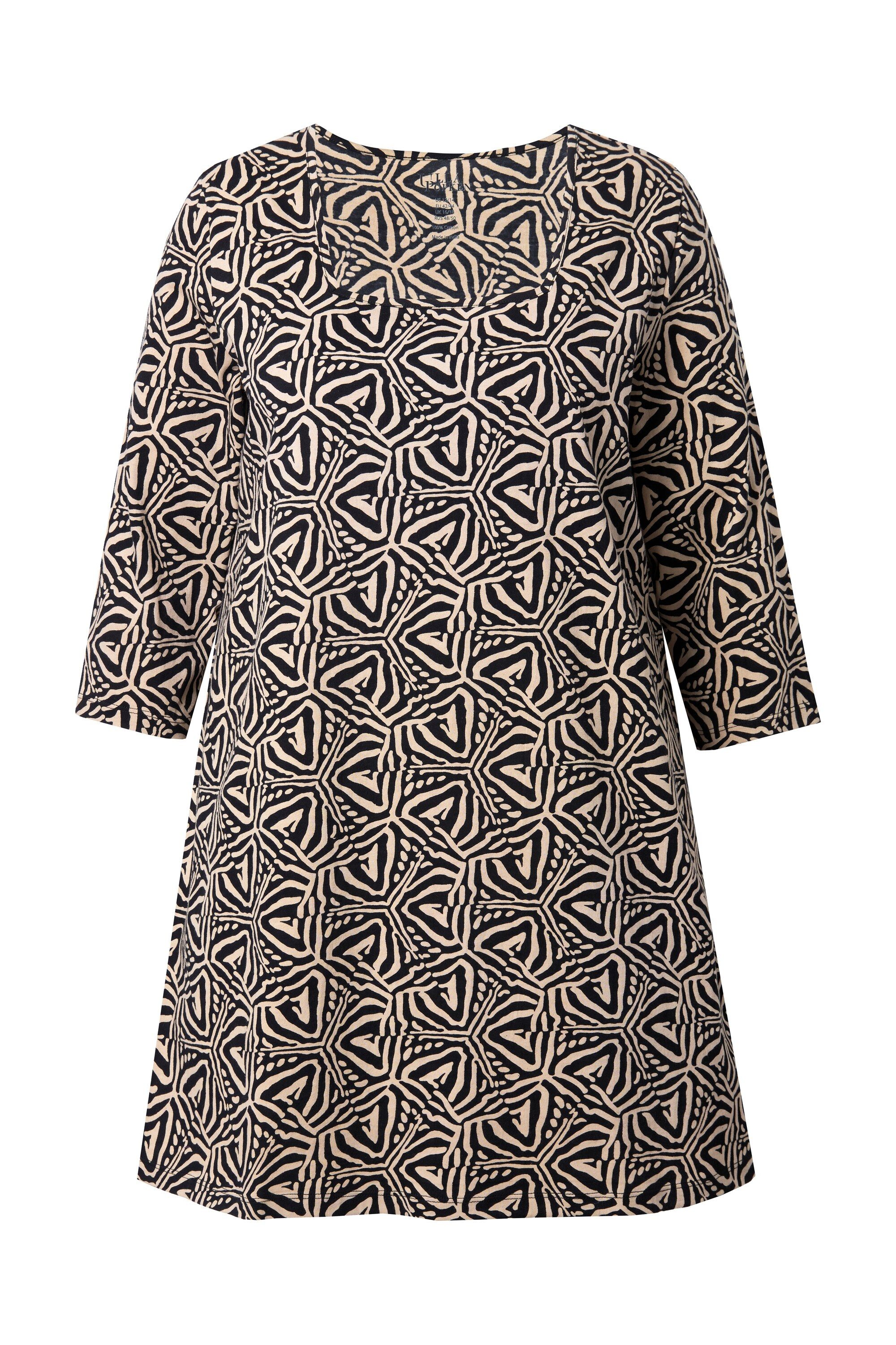 Ulla Popken Longshirt Longshirt A-Linie Carré-Ausschnitt 3/4-Arm günstig online kaufen