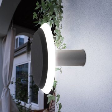etc-shop Außen-Wandleuchte, LED-Leuchtmittel fest verbaut, Warmweiß, Wandleuchte Außen Wandlampe Außenleuchte Wandstrahler Aluminium grau