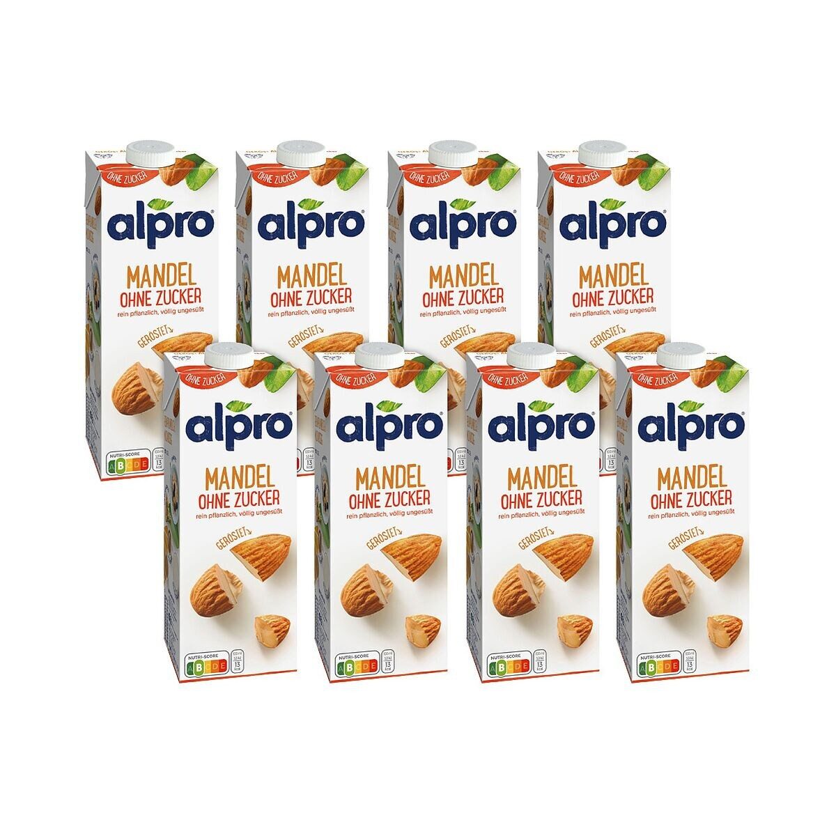 Alpro Mandel ohne Zucker, 8x 1 Liter, Milchalternative / Mandeldrink