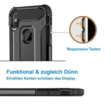 FITSU Handyhülle Outdoor Hülle für iPhone XS Max Silber 6,5 Zoll, Robuste Handyhülle Outdoor Case stabile Schutzhülle mit Eckenschutz