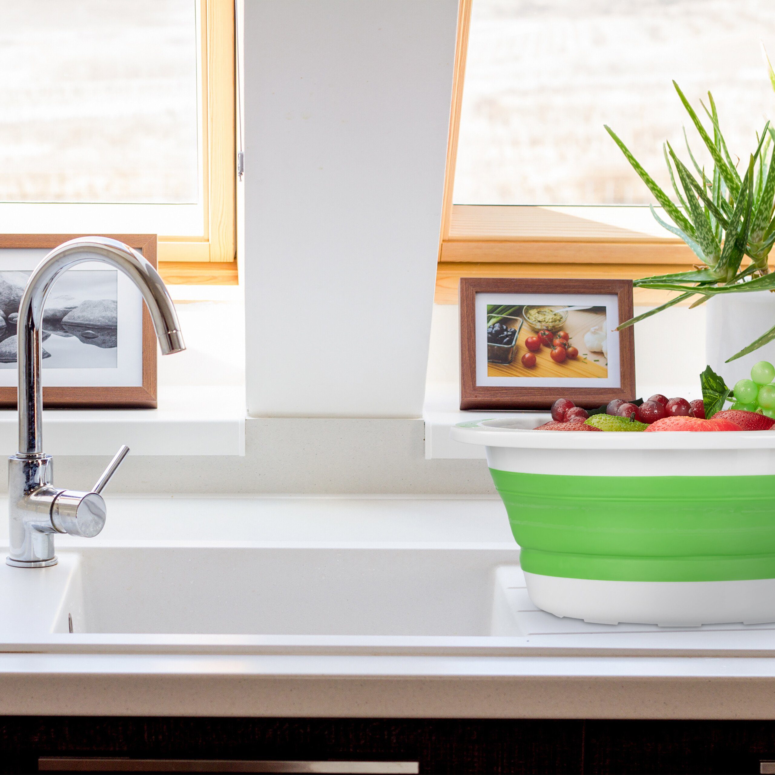 Kunststoff, Sieb, Grün Grün relaxdays Faltbares Weiß Küchensieb