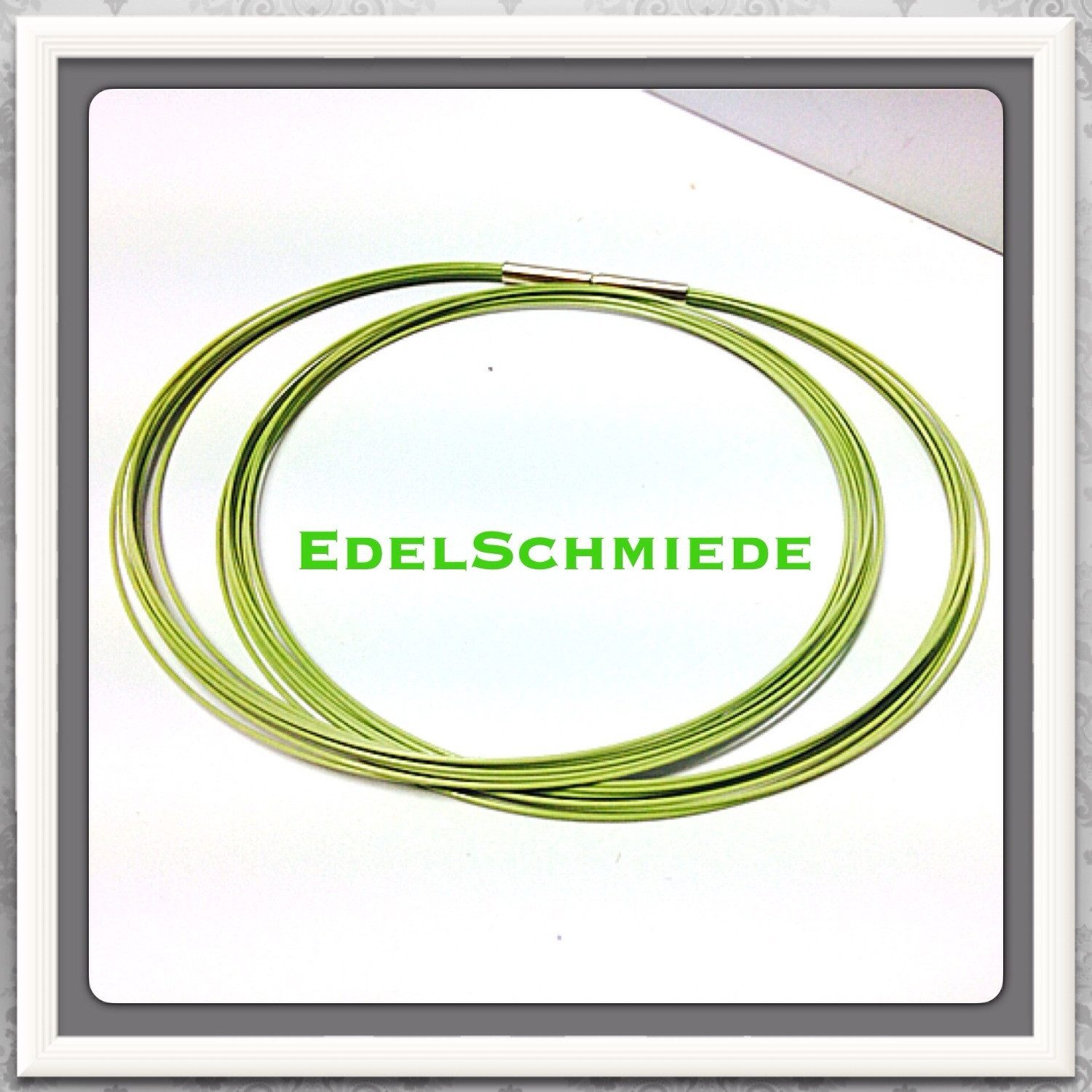 Edelschmiede925 Lederband Stahlseil mehrreihig 8 lemon 45 cm 925 Bajonett Halskette o. Anhänger