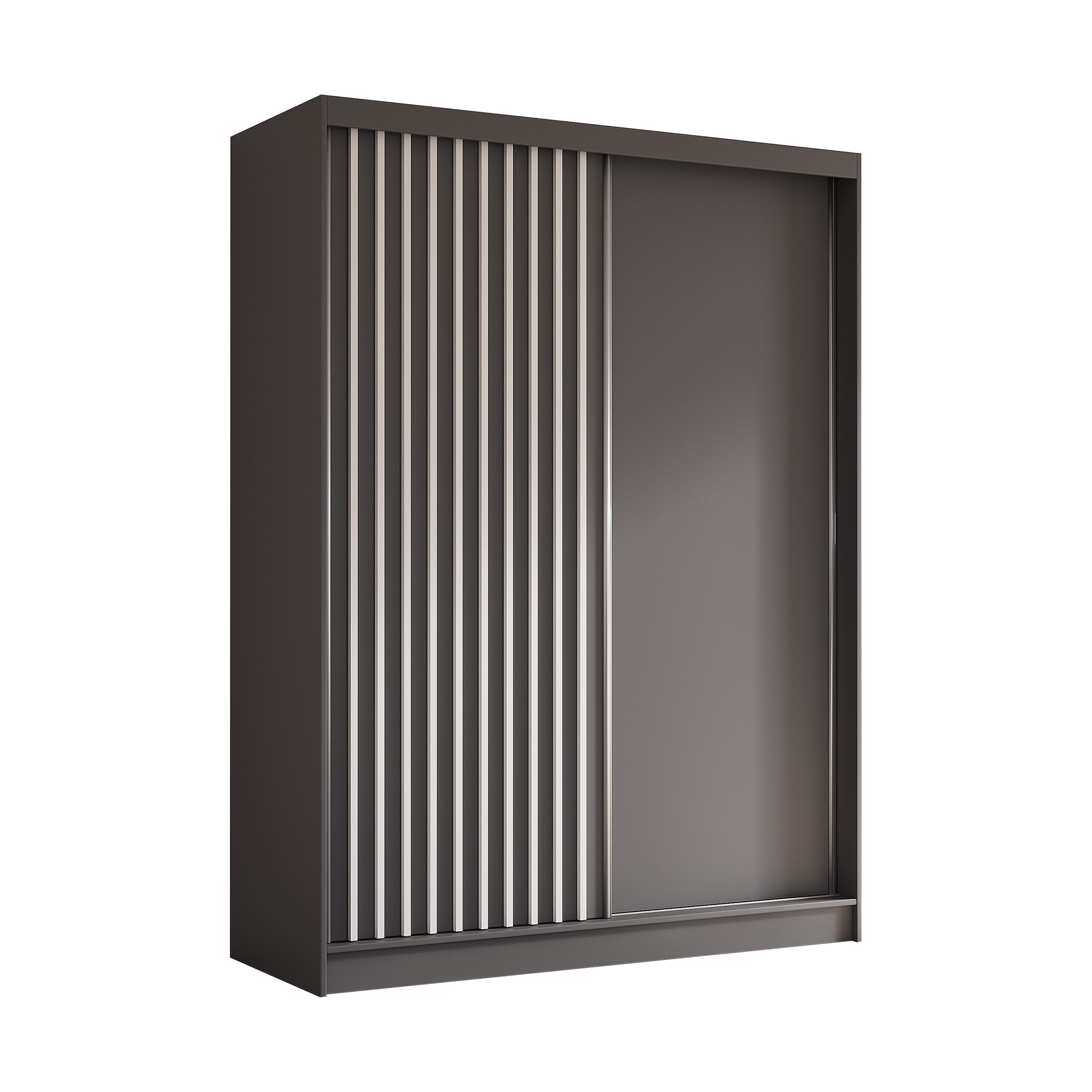 ALTDECOR Schiebetürenschrank LABELLO (Kleiderschrank Garderobenschrank mit viel Stauraum Moderner Schrank) Vielseitiger Schwebetürenschrank Lamellen LED Beleuchtung