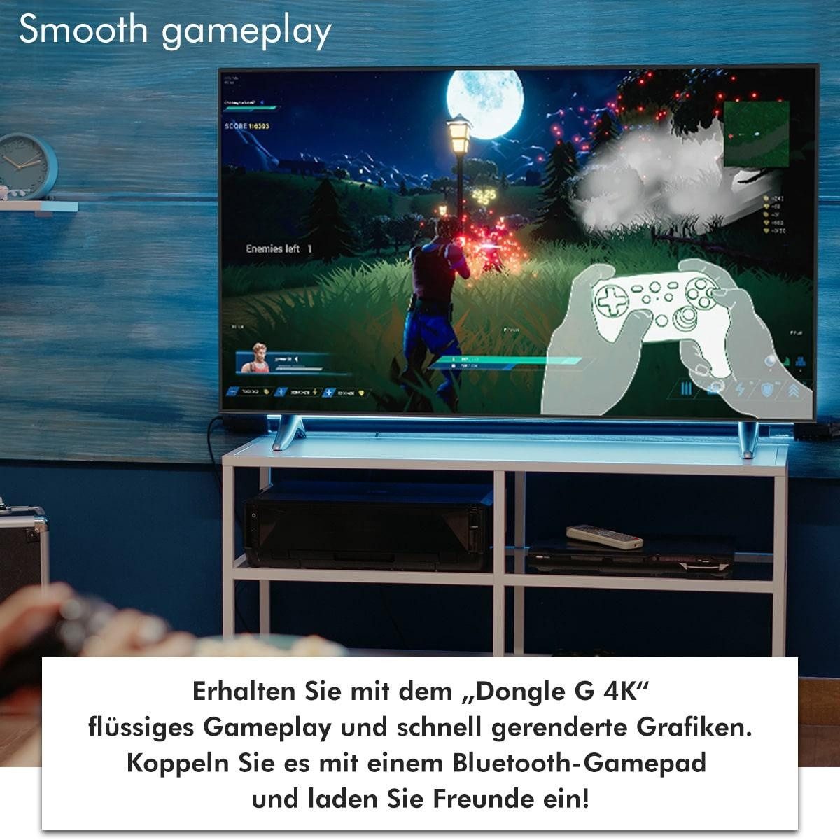 Homatics Dongle R 4K UHD | Google & Netflix Zertifiziert | Chromecast Smart Home Steuerung | Android TV Streaming Mediaplayer IP Stick Mit NONIC HDMI Verlängerungskabel