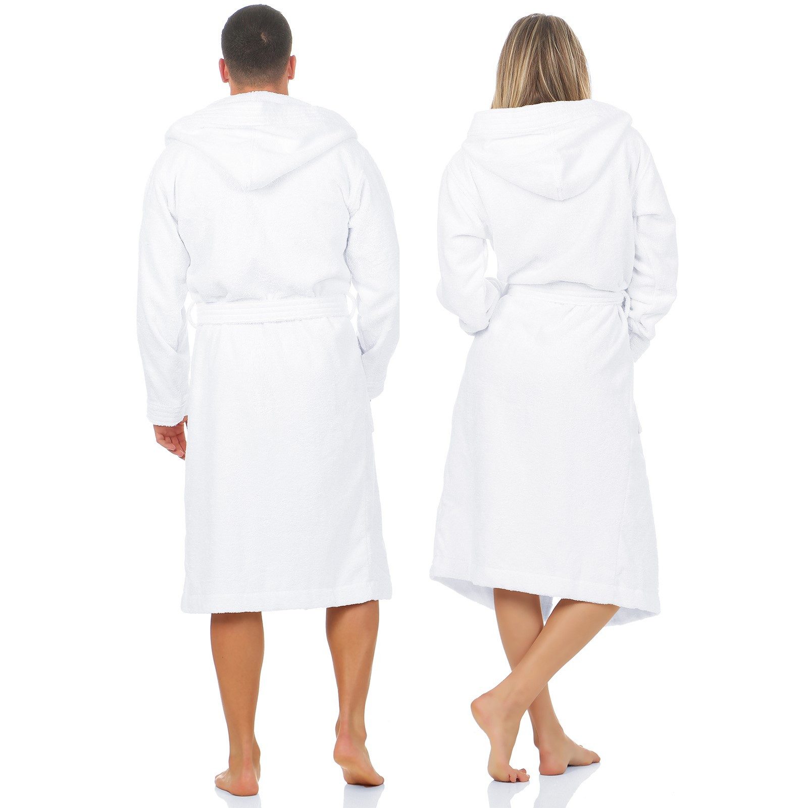 CLASS HOME COLLECTION Unisex-Bademantel mit Kapuze – Baumwoll-Frottee Morgenmantel für Damen & Herren, klassisch, 100% Baumwolle, Kapuze, Binde Gürtel, Mit Kapu – Bild 4 von 5