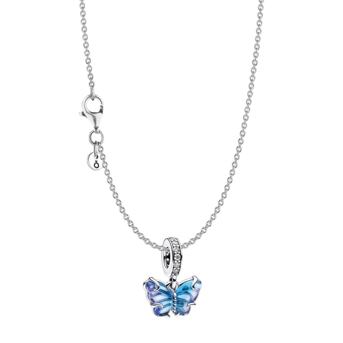 Pandora Kette mit Anhänger 15815, für Damen Blauer Muranoglas Schmetterling Set