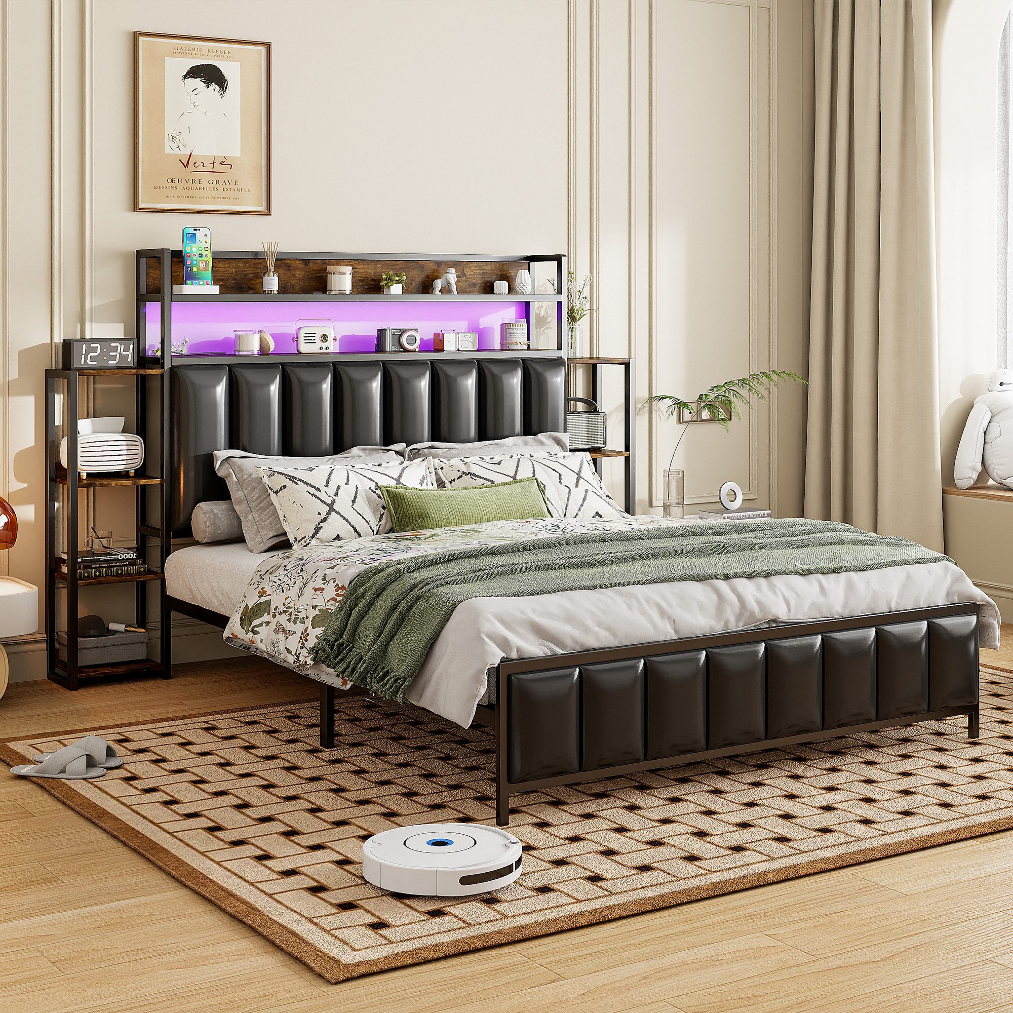 REDOM Polsterbett Metallbett Funktionsbett Eisenbett Stauraumbett günstig online kaufen