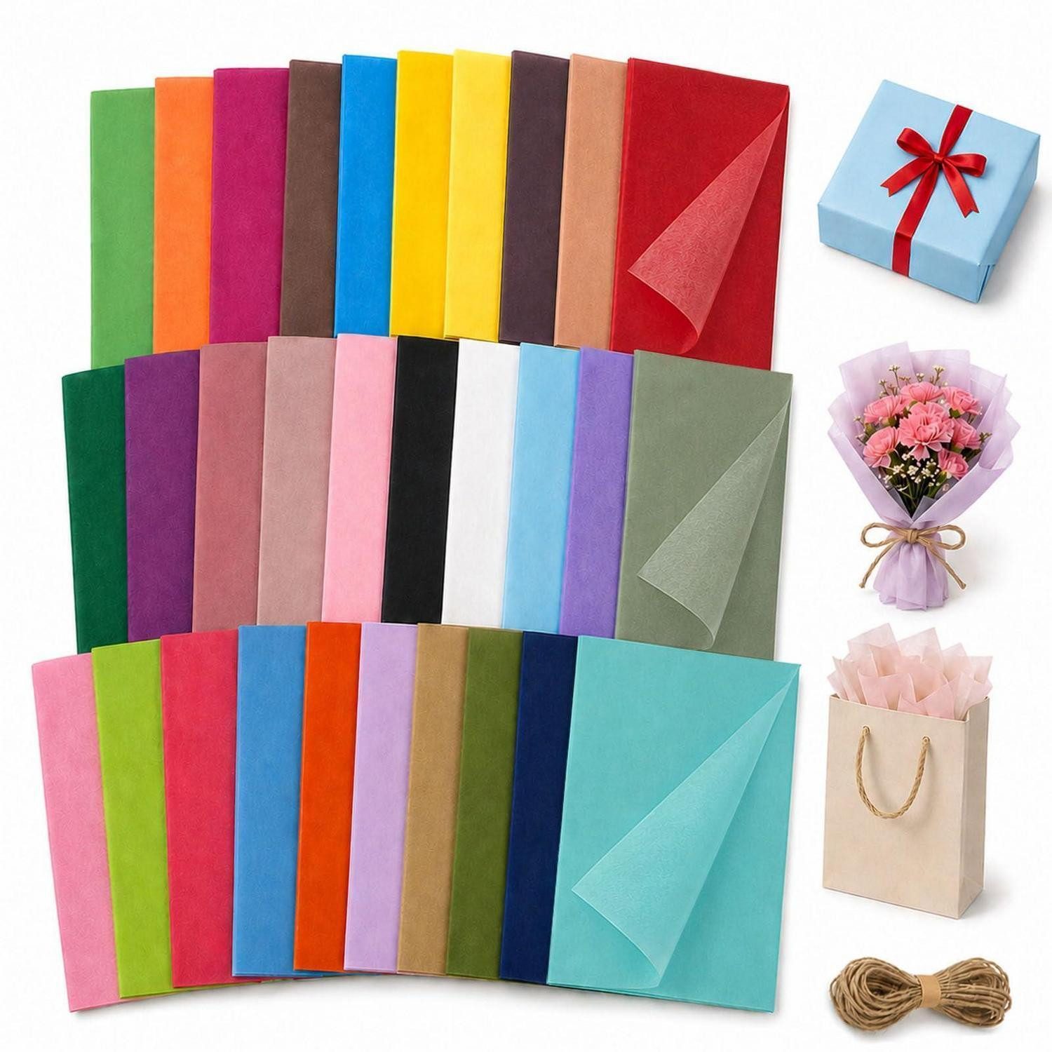LuxusKollektion Seidenpapier Seidenpapier Bunt 30 Farben 60 Blatt 35x50cm