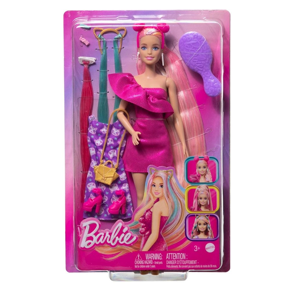 Barbie Anziehpuppe Fun & Fancy Hair Barbie Mattel JDC85 Spielset mit Haar-Puppe