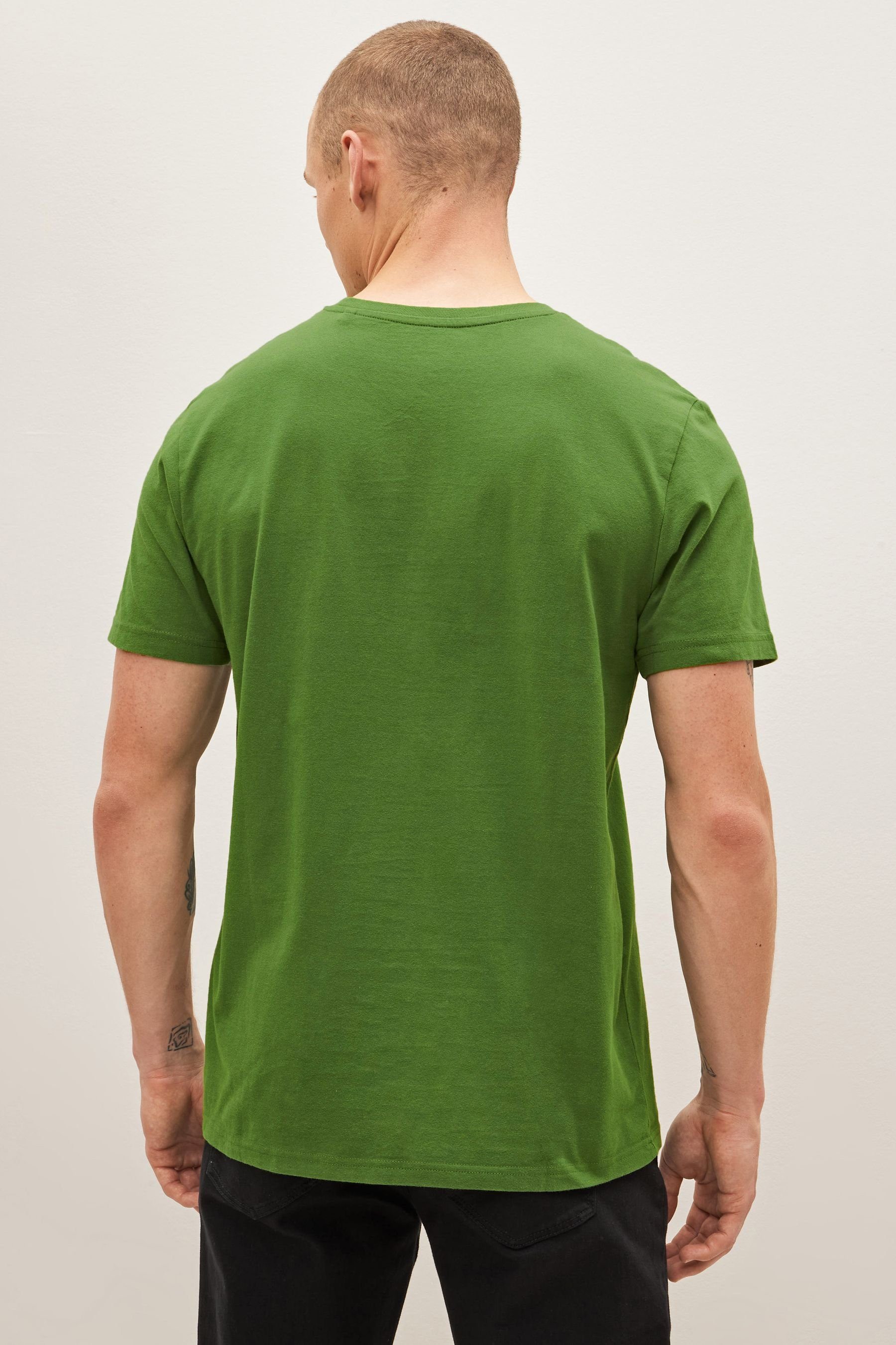 Next T-Shirt Essential T-Shirt mit Olive Green (1-tlg) Rundhalsausschnitt