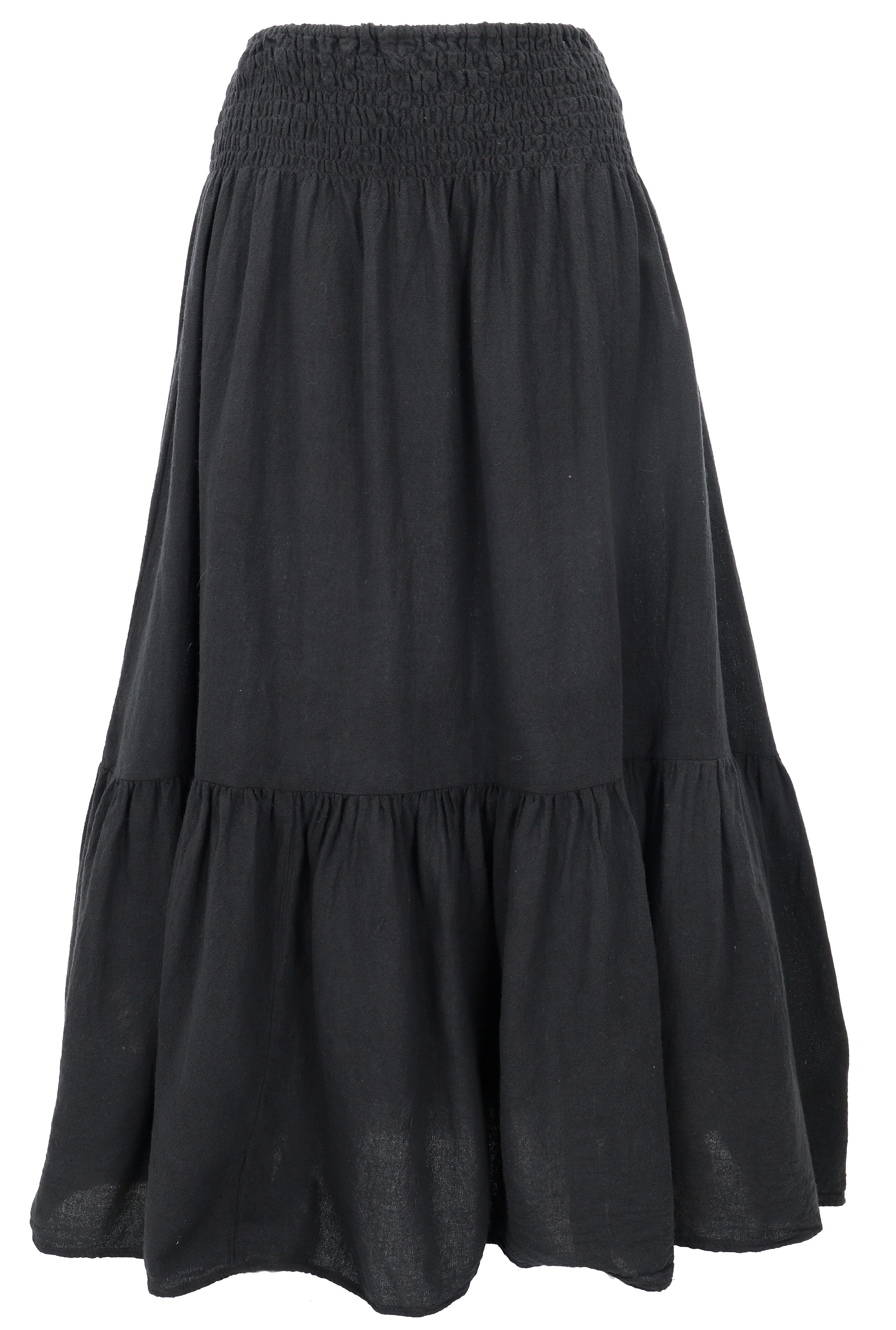 Guru-Shop Minirock Boho Stufenrock, Maxirock, weiter Sommerrock -.. alternative Bekleidung