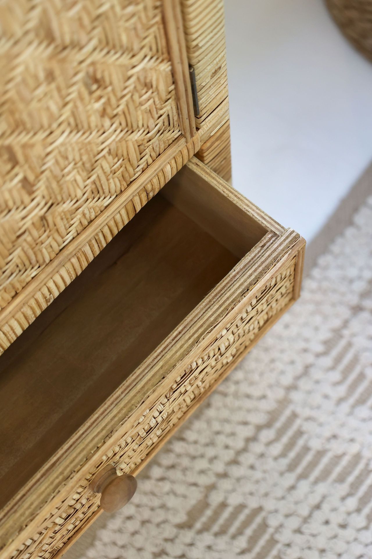 Chic Antique Nachtkommode Kommode Nachttisch Marbella Rattan Bambus