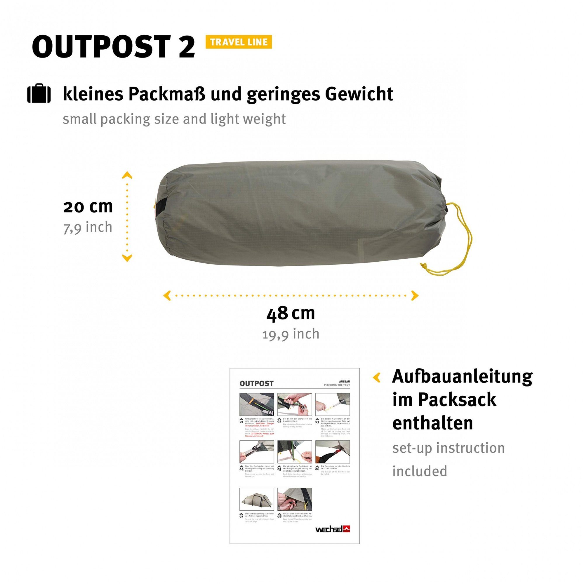 Line Personen: 2-Personen Tunnelzelt Travel Wechsel - Zelt, Tents Geräumiges 2 - Outpost 2