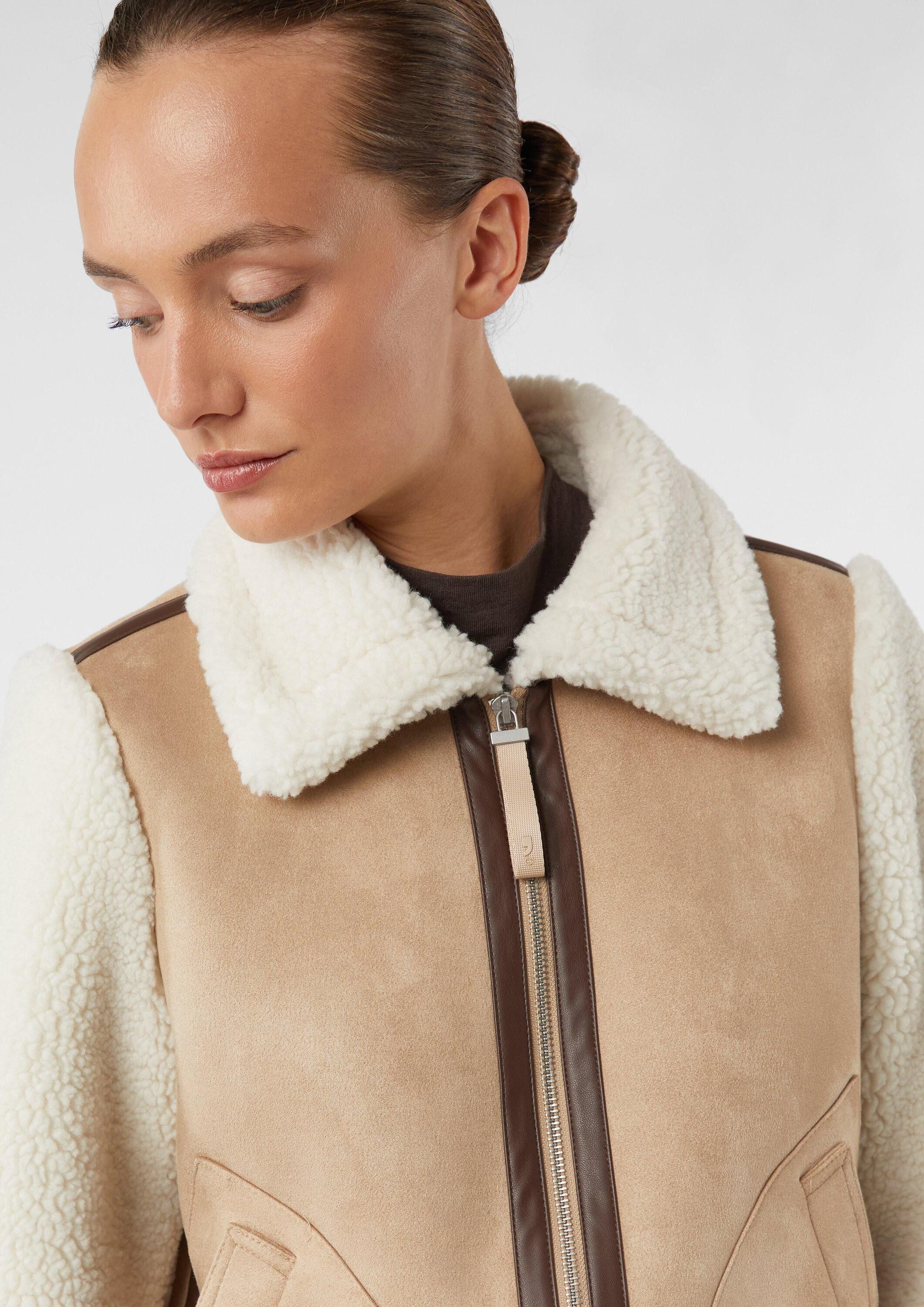 comma Funktionsjacke Outdoor-Jacke Kurze Jacke in Lammfelloptik