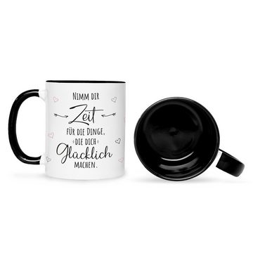 GRAVURZEILE Tasse GRAVURZEILE Tasse mit Spruch - Nimm dir Zeit - Motivierendes Geschenk für Kinder Freunde & Familie - Geschenk für Frauen Männer - Geschenk für Sie & Ihn - Kaffeetasse