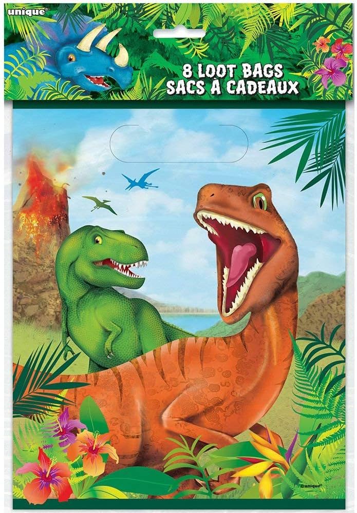 Unique Industries Inc. Hängedekoration Geschenktüte PVC Dinosaurier 8Stk./18x21cm