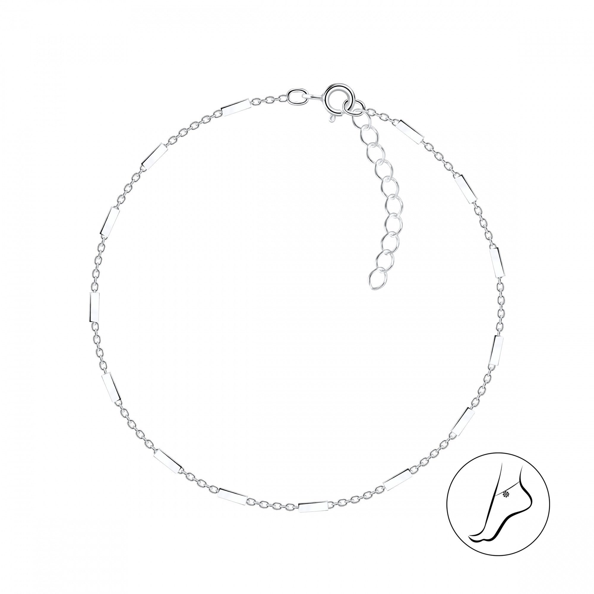 ALEXANDER YORK Fußkette STAB silber, 925 Sterling Silber