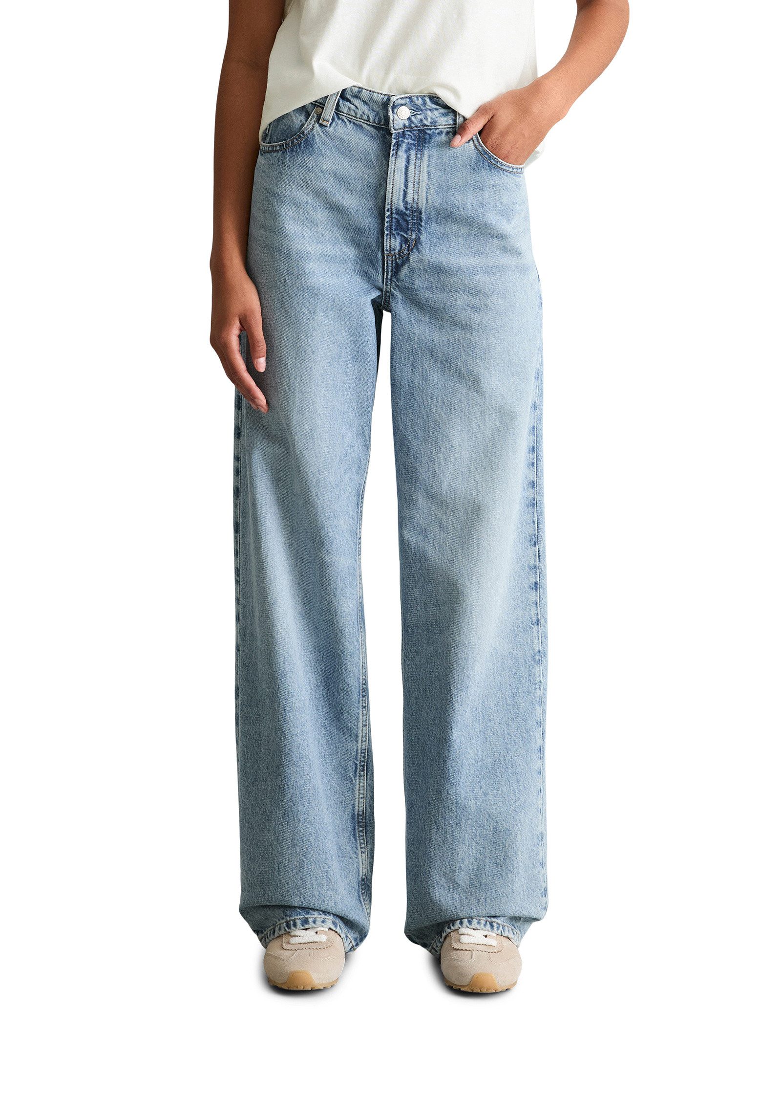 Weite Jeans aus leichter Bio-Baumwoll-Qualität
