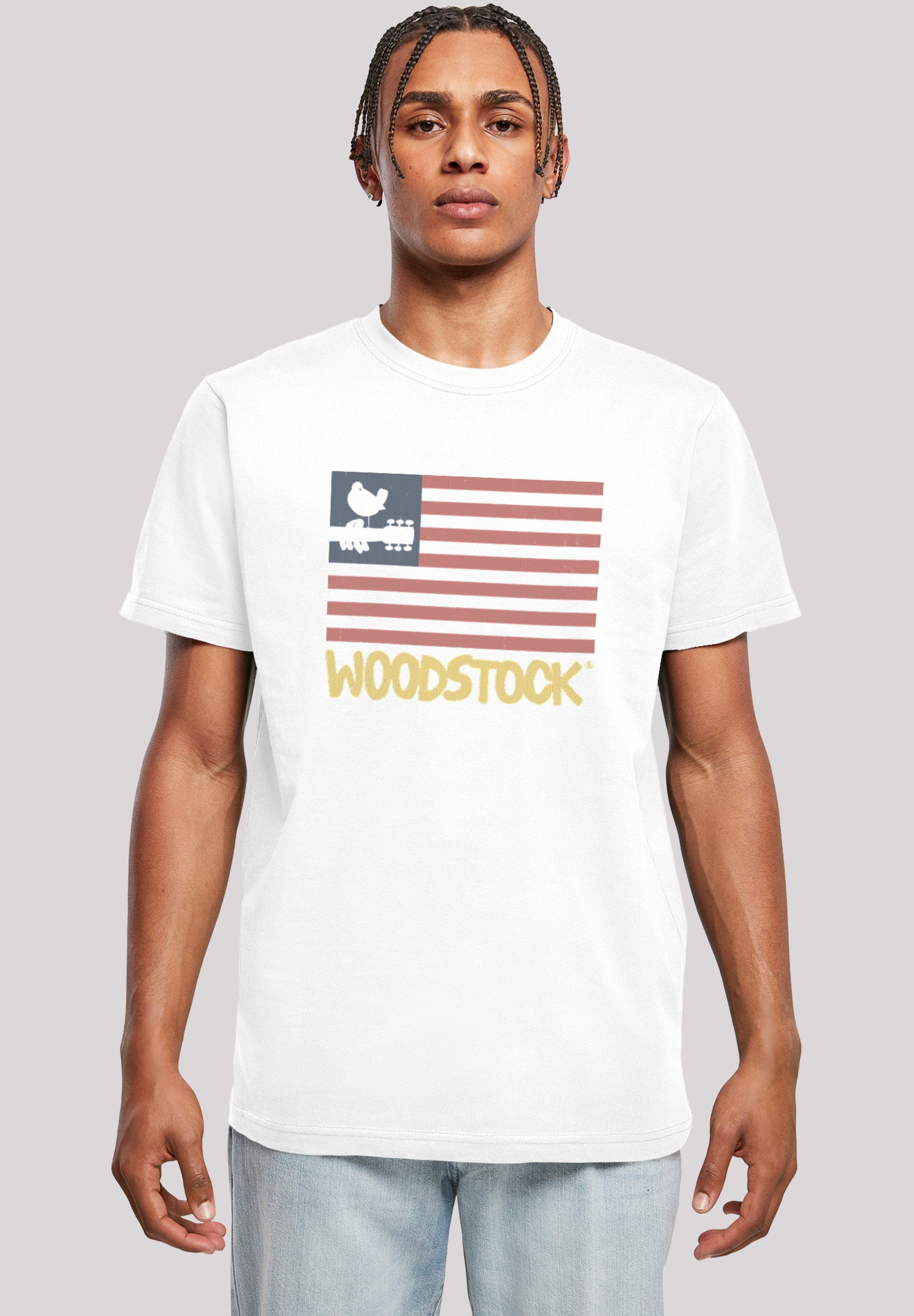 F4NT4STIC T-Shirt Woodstock USA Flag Herren,Premium Merch,Regular-Fit,Basic,Bandshirt