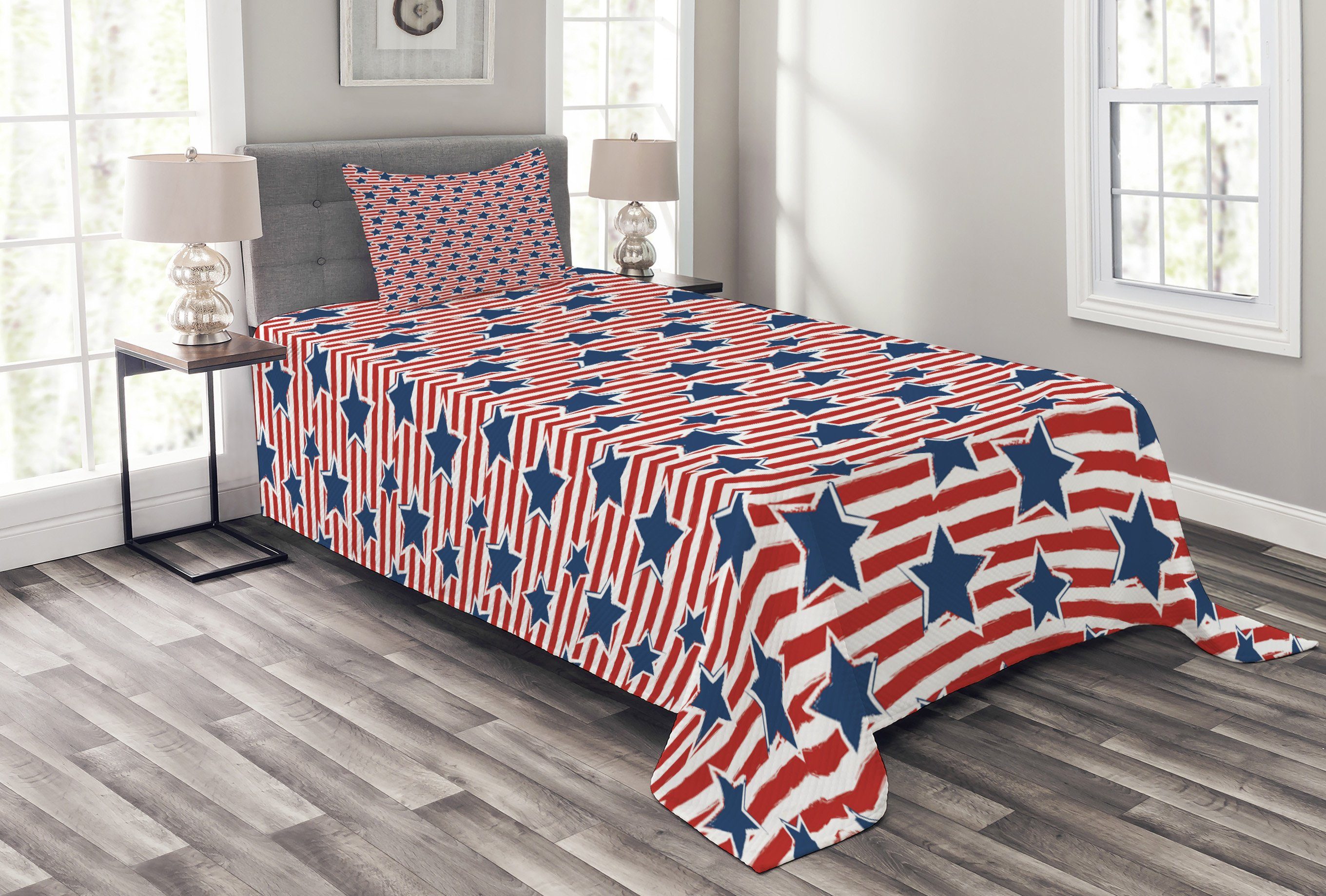 Amerikanischer Ruhm Set Kissenbezügen mit 4. Tagesdecke Abakuhaus, Waschbar, Entwurf Juli