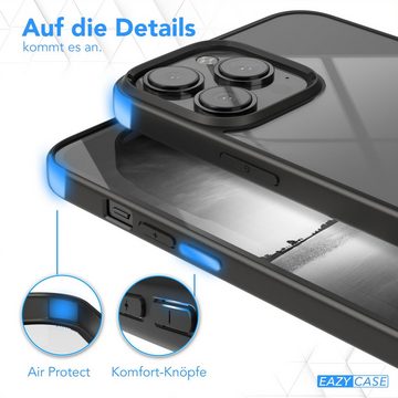 EAZY CASE Handyhülle Bumper Case für Apple iPhone 13 Pro Max 6,7 Zoll, Hülle Durchsichtig kratzfest Back Cover mit Displayschutz Schwarz