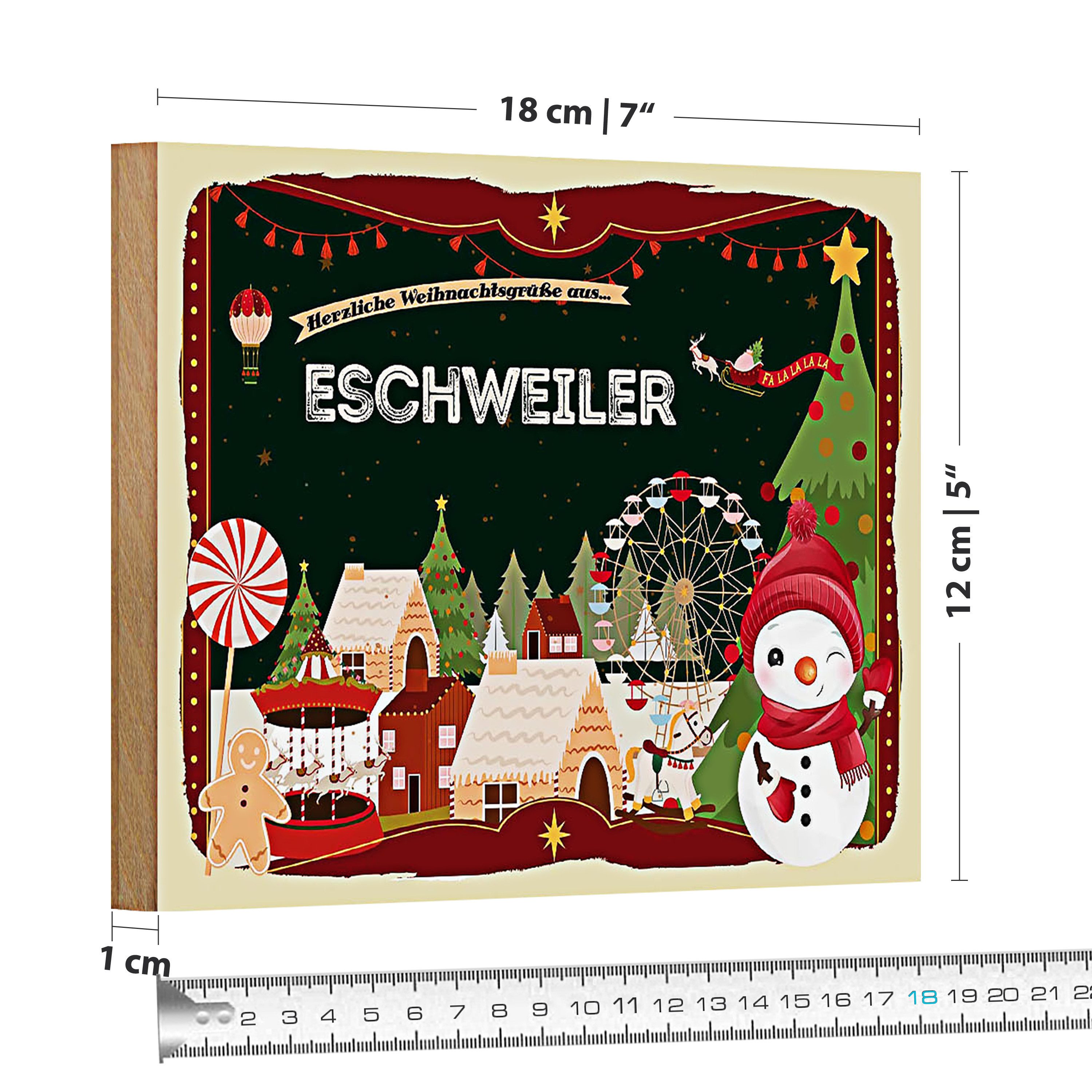 Roomando Holzbild Weihnachten Grüße ESCHWEILER 18x12cm