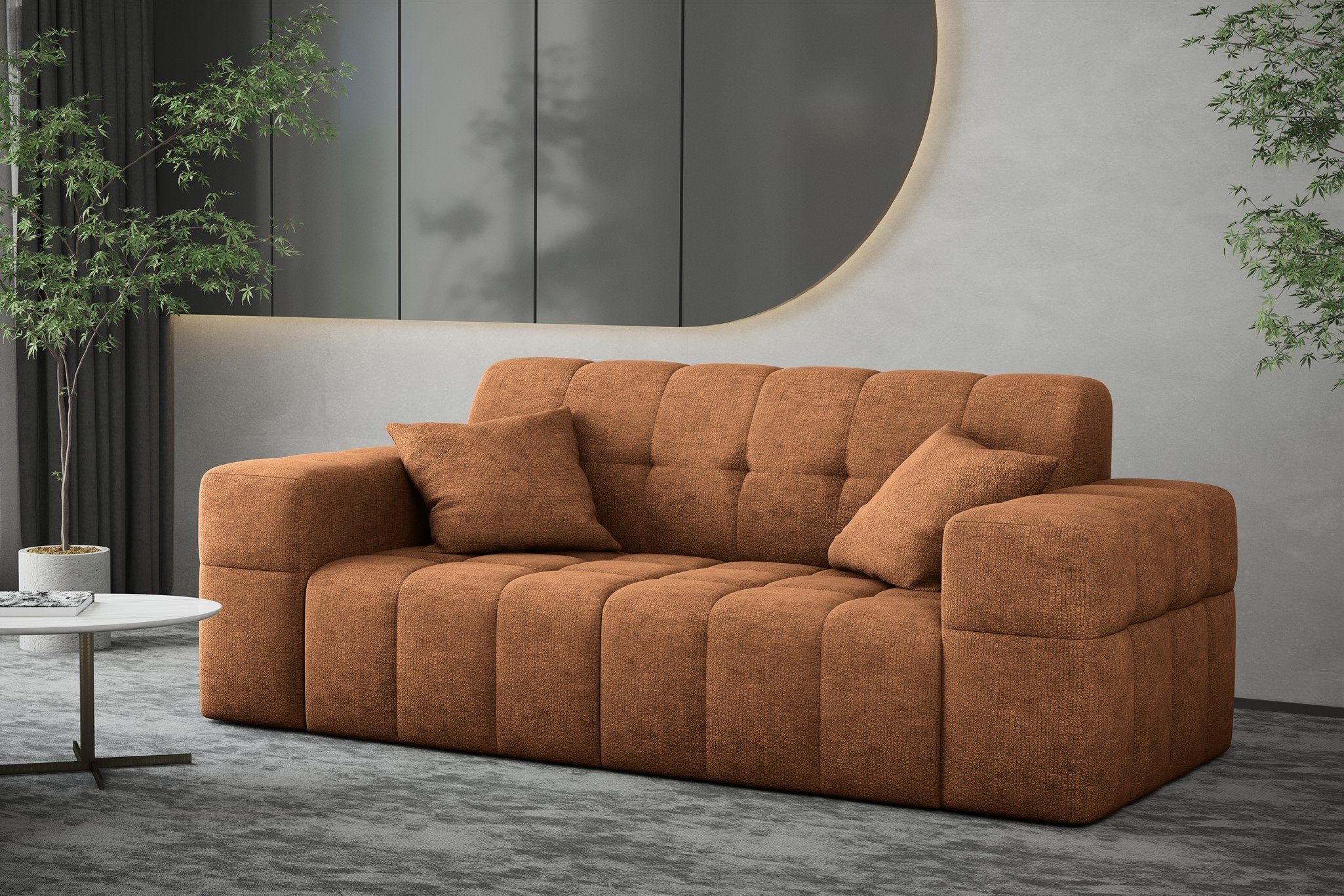 in Möbel Harmony, Stoff 2-Sitzer Sofa Designer-Sofa NANCY Fun Sofa Caramel Rundumbezug