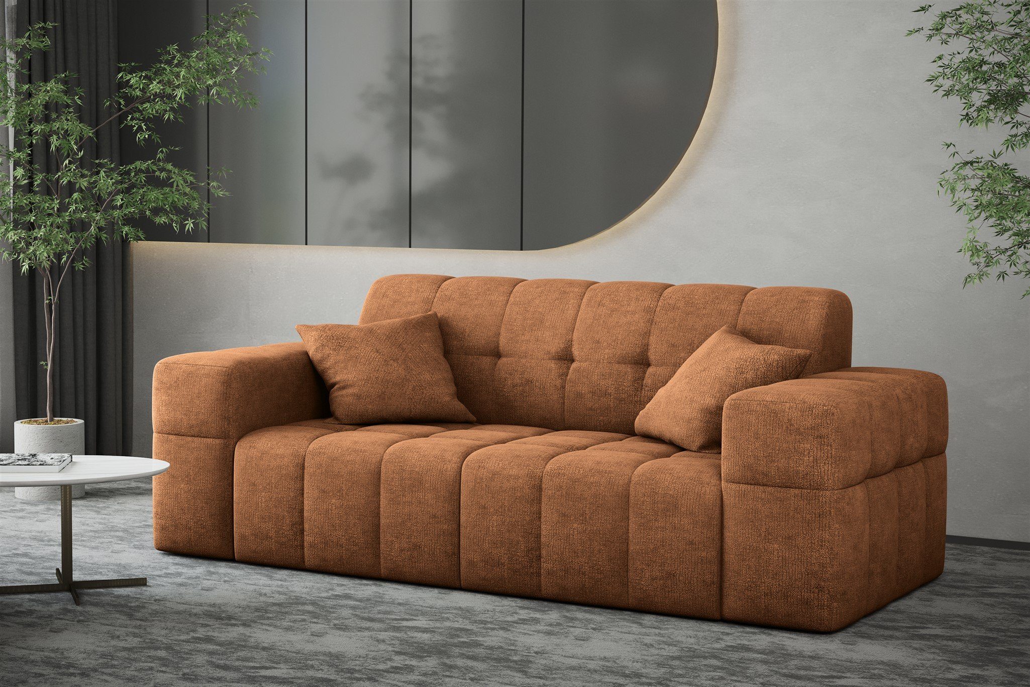 Fun Möbel Polstergarnitur NANCY Sofaset 3-2-1 Stoff Rundumbezug Caramel Designersofa inkl. Harmony, (Set, 5 Zierkissen), in 3-tlg