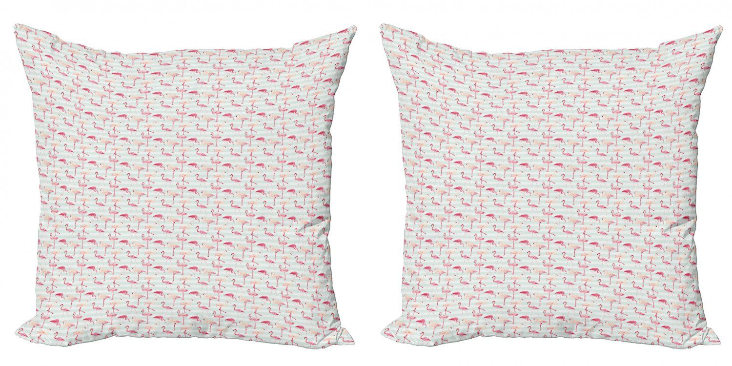 Kissenbezüge Modern Accent Doppelseitiger Digitaldruck, Abakuhaus (2 Stück), Flamingo Striped Pastel Jungle