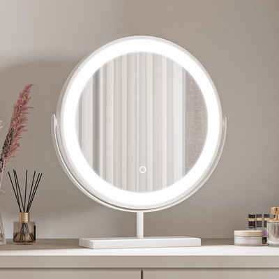 duschspa Kosmetikspiegel Schminkspiegel LED Kosmetikspiegel mit Beleuchtung Tischspiegel, mit Touch, 3 Lichtfarben Dimmbar, Memory-Helligkeit, 360° Drehbar